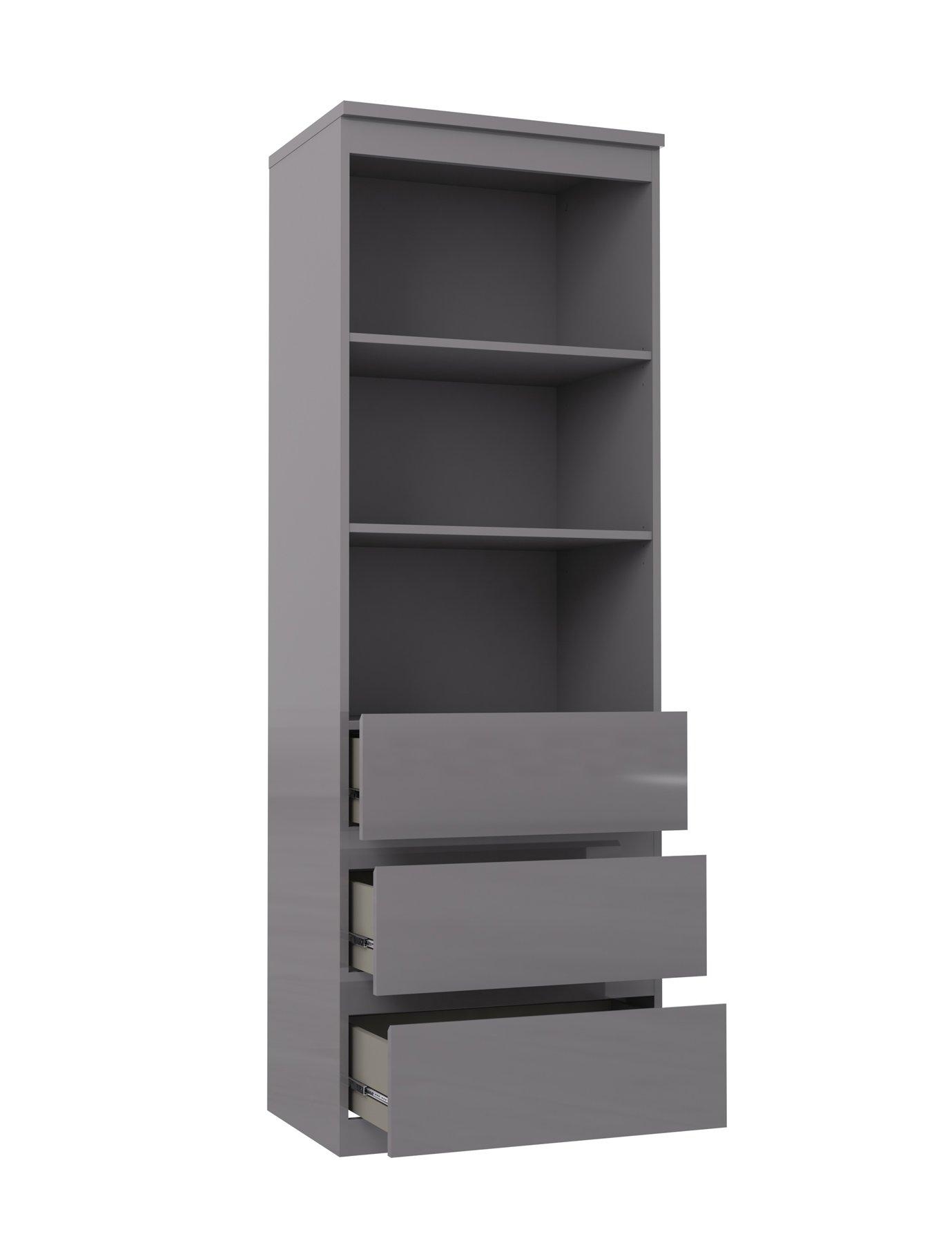  image of very-home-layton-gloss-3-drawer-shelf-unit-with-drawers-grey-fscreg-certified