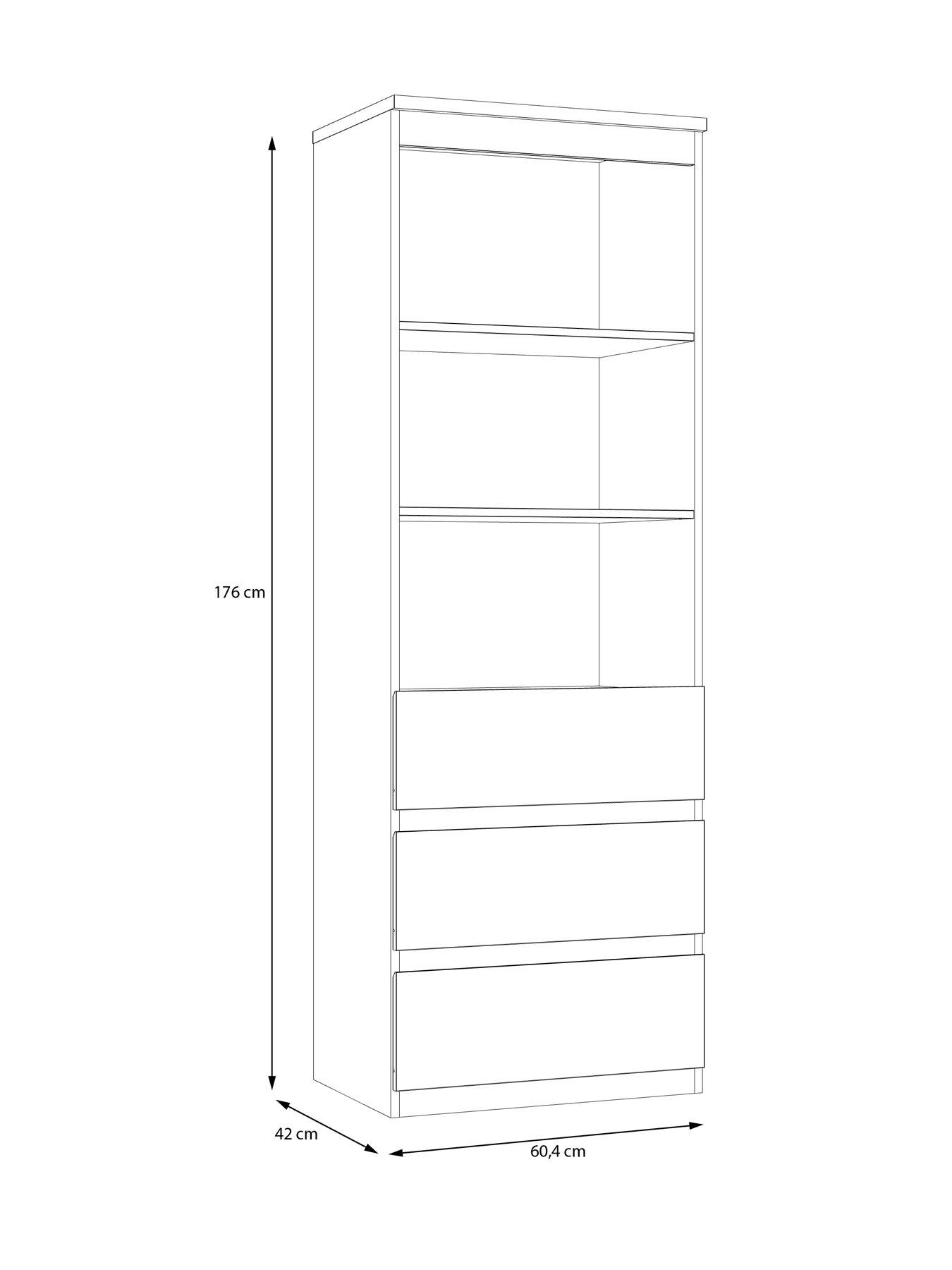  image of very-home-layton-gloss-3-drawer-shelf-unit-with-drawers-grey-fscreg-certified