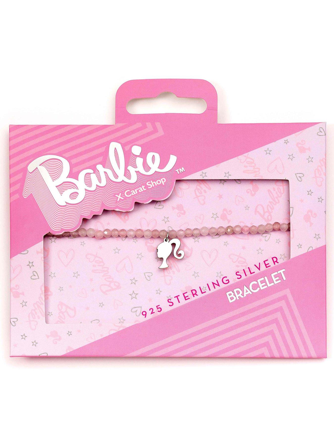  image of barbie-sterling-silver-silhouette-charm-amp-rose-quartz-bead-bracelet