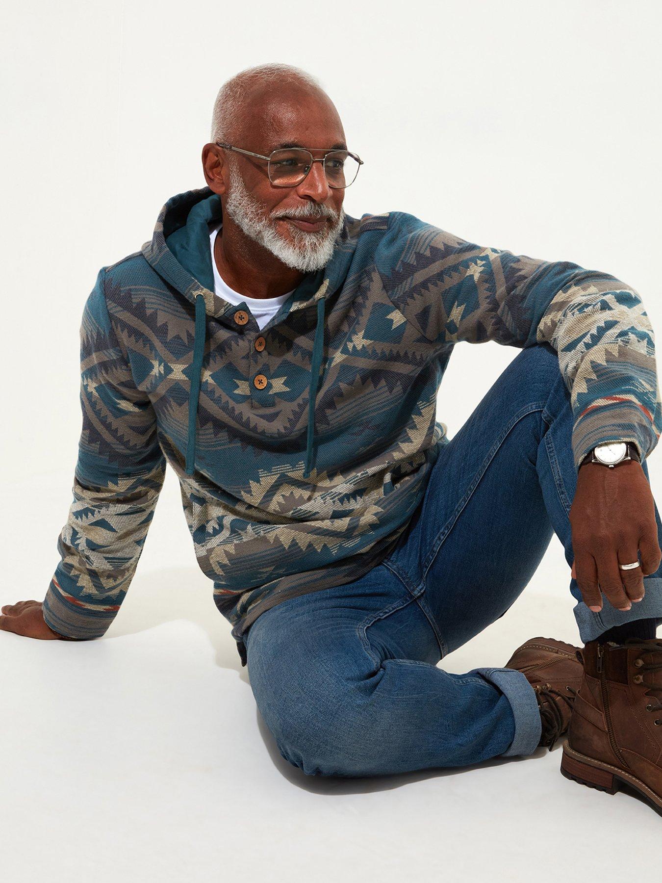 Image 1 of 5 of Joe Browns Unique Artisan Woven Hoodie - Blue