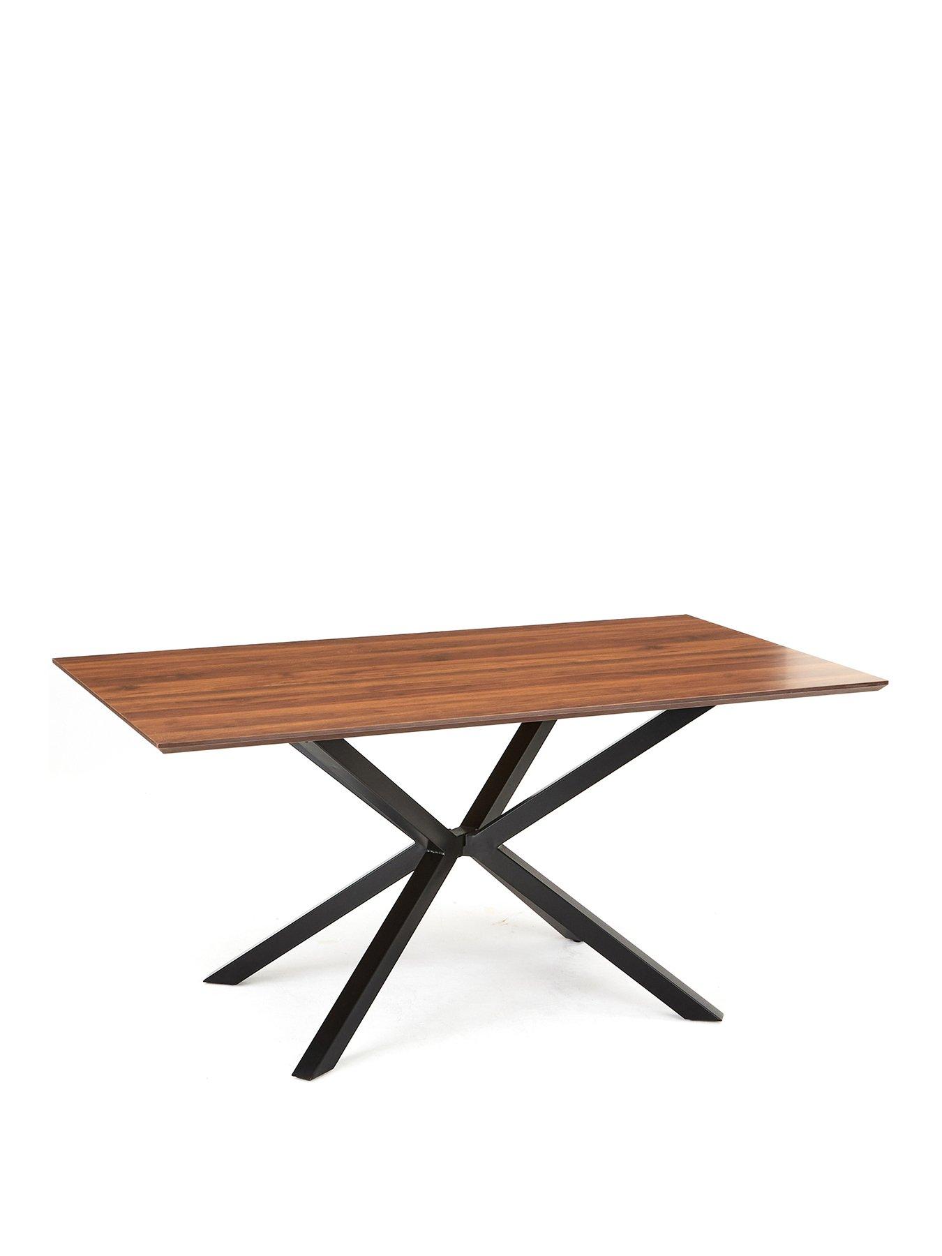  image of very-home-chopstick-160-cm-rectangle-wood-top-table-nbsp4-sheldonnbspdining-chairs-browngreen