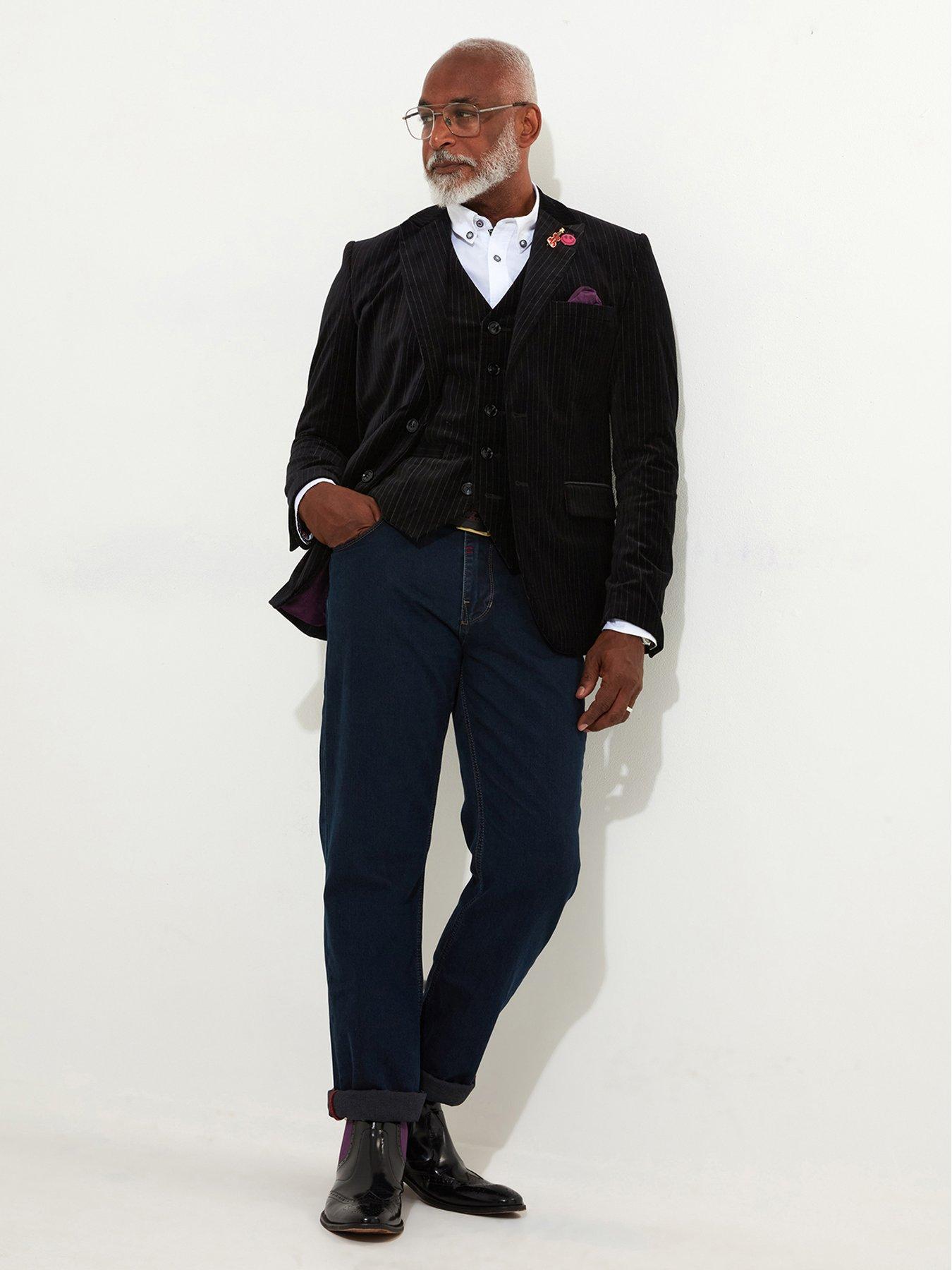 Image 3 of 6 of Joe Browns Edgy Velvet Pinstripe Blazer - Black