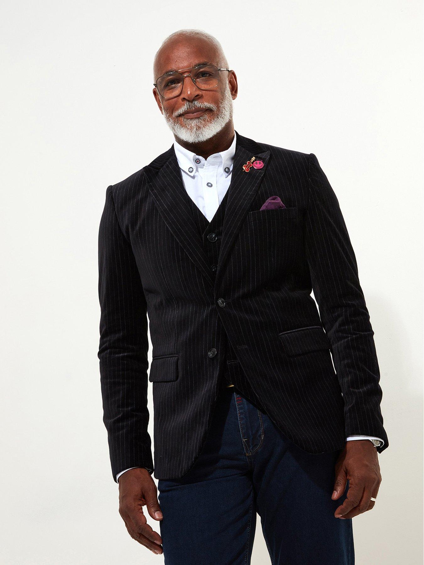 Image 4 of 6 of Joe Browns Edgy Velvet Pinstripe Blazer - Black
