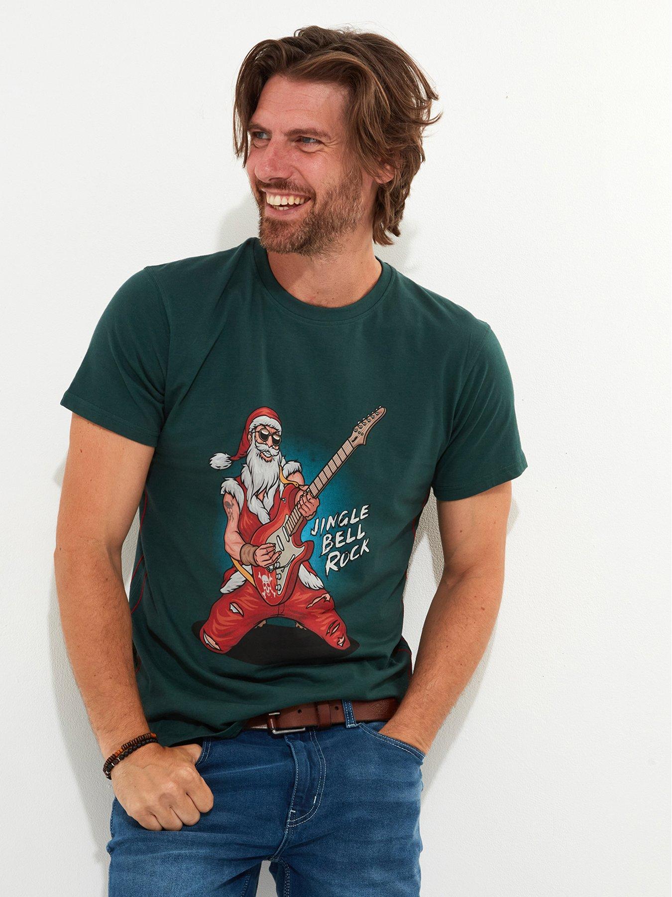 undefined Novelty Rockin' Santa Graphic T-shirt - Navy