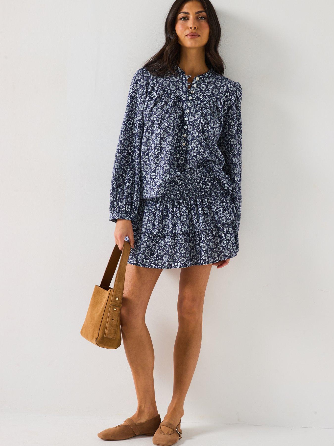  image of v-by-very-printed-blouse-co-ord