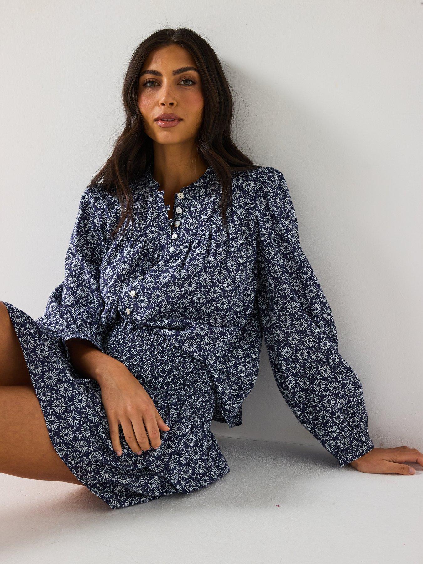  image of v-by-very-printed-blouse-co-ord
