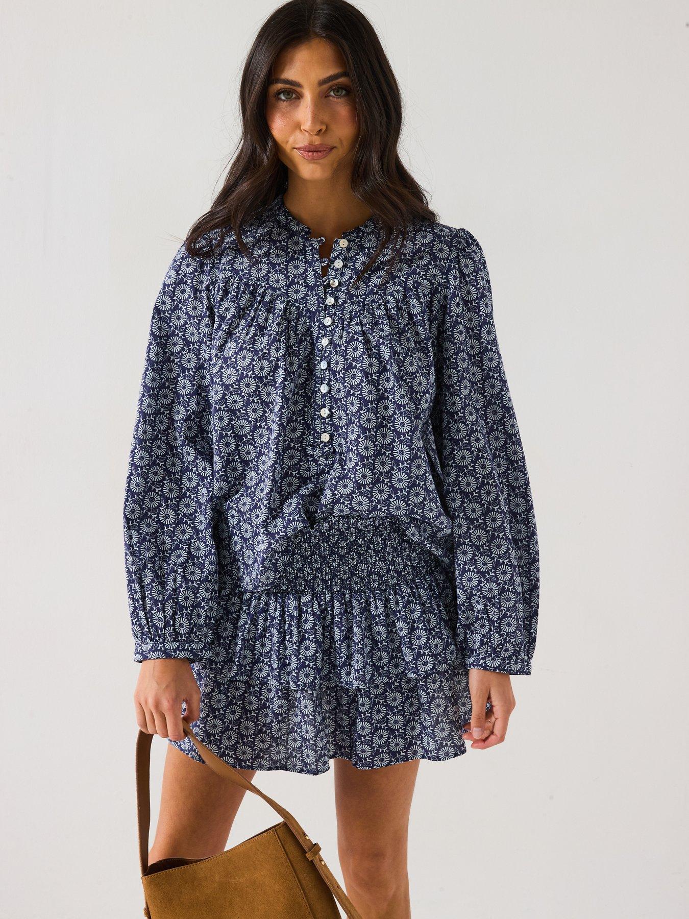  image of v-by-very-printed-blouse-co-ord