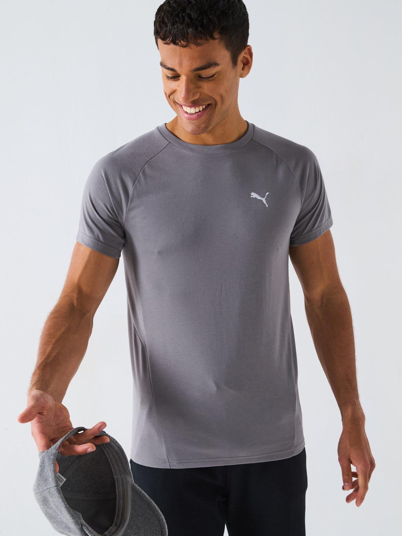 front image of puma-mens-evostripe-tee-cast-iron