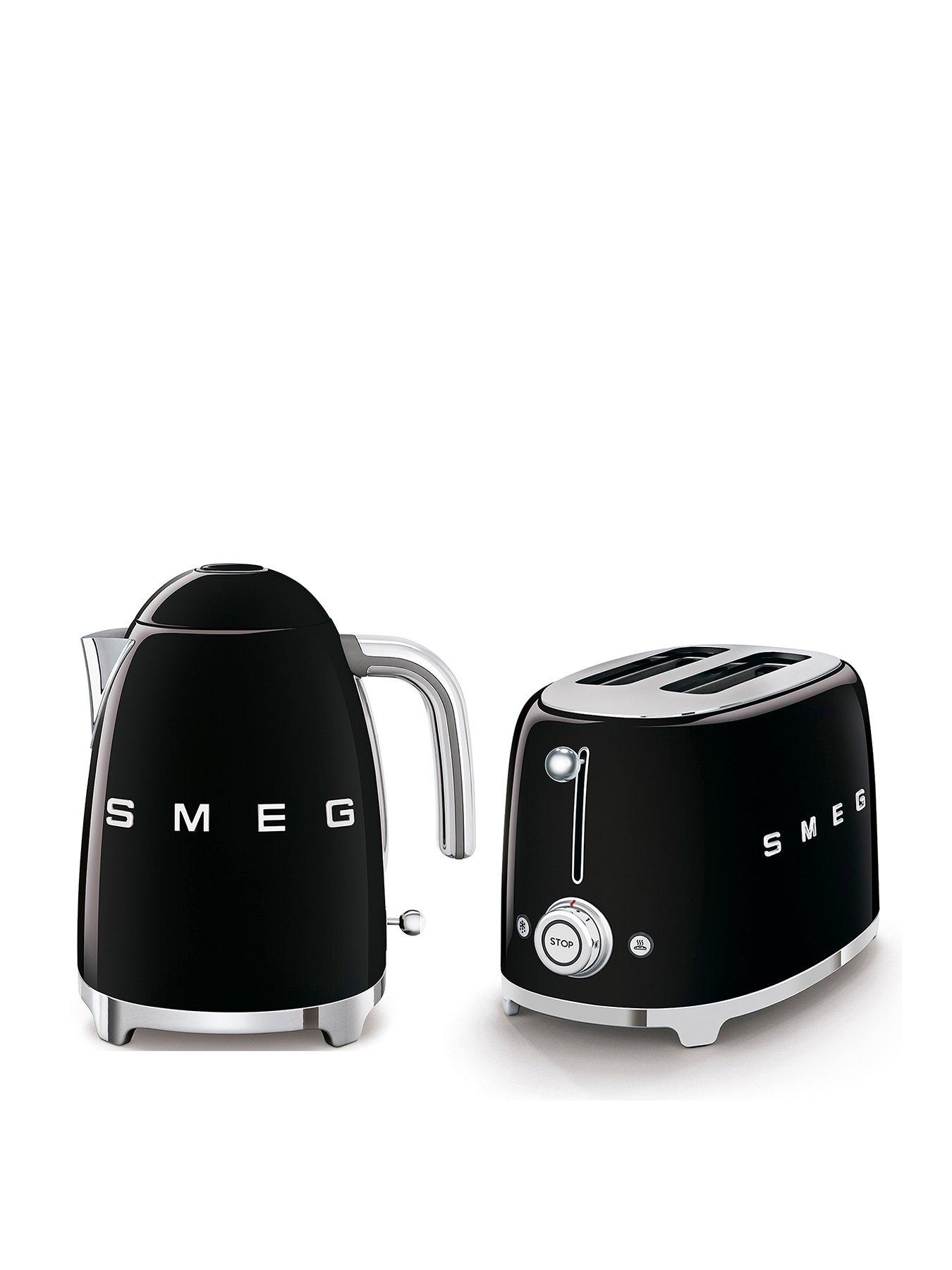 Smeg 50's Style Kettle and 2 Slice Toaster, Black