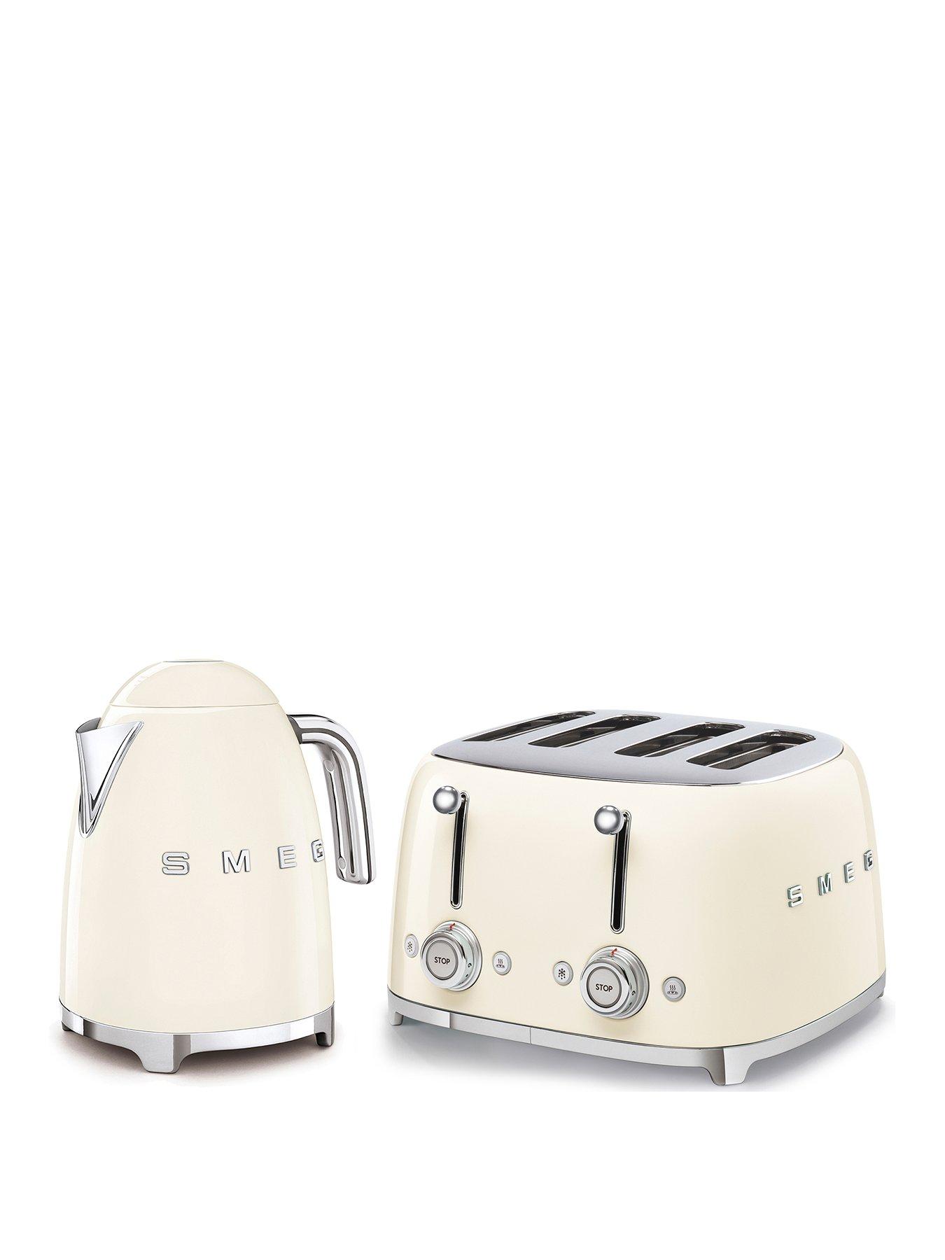 Smeg 50's Style Kettle KLF03CRUK and 4-Slice Toaster - Cream