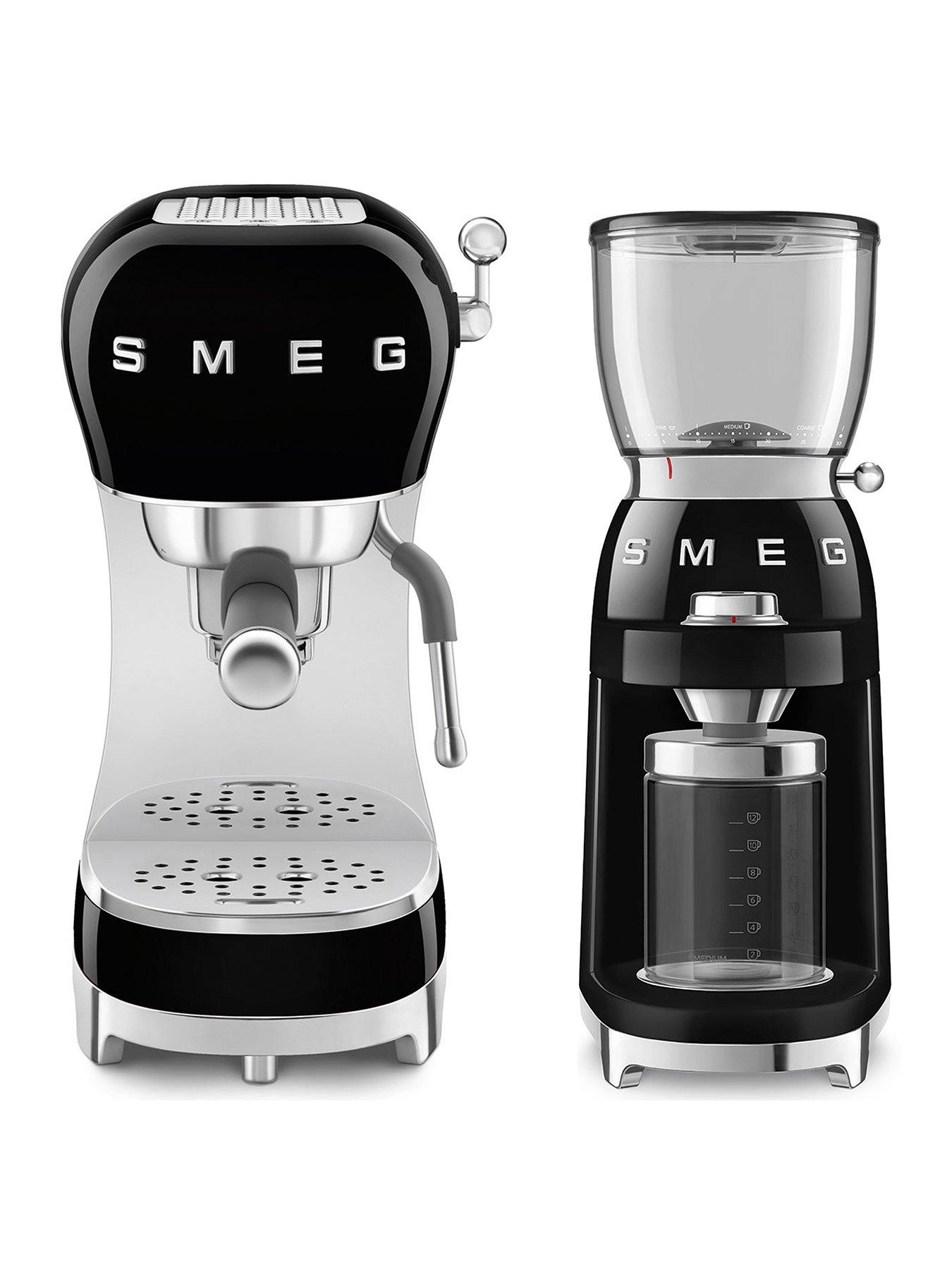  image of smeg-espresso-coffee-machine-efc02bluknbspamp-electric-coffeenbspgrinder-black