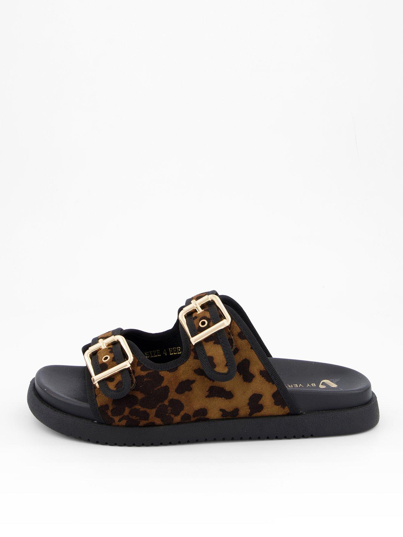  image of v-by-very-extra-wide-leopard-flat-sandal-brown