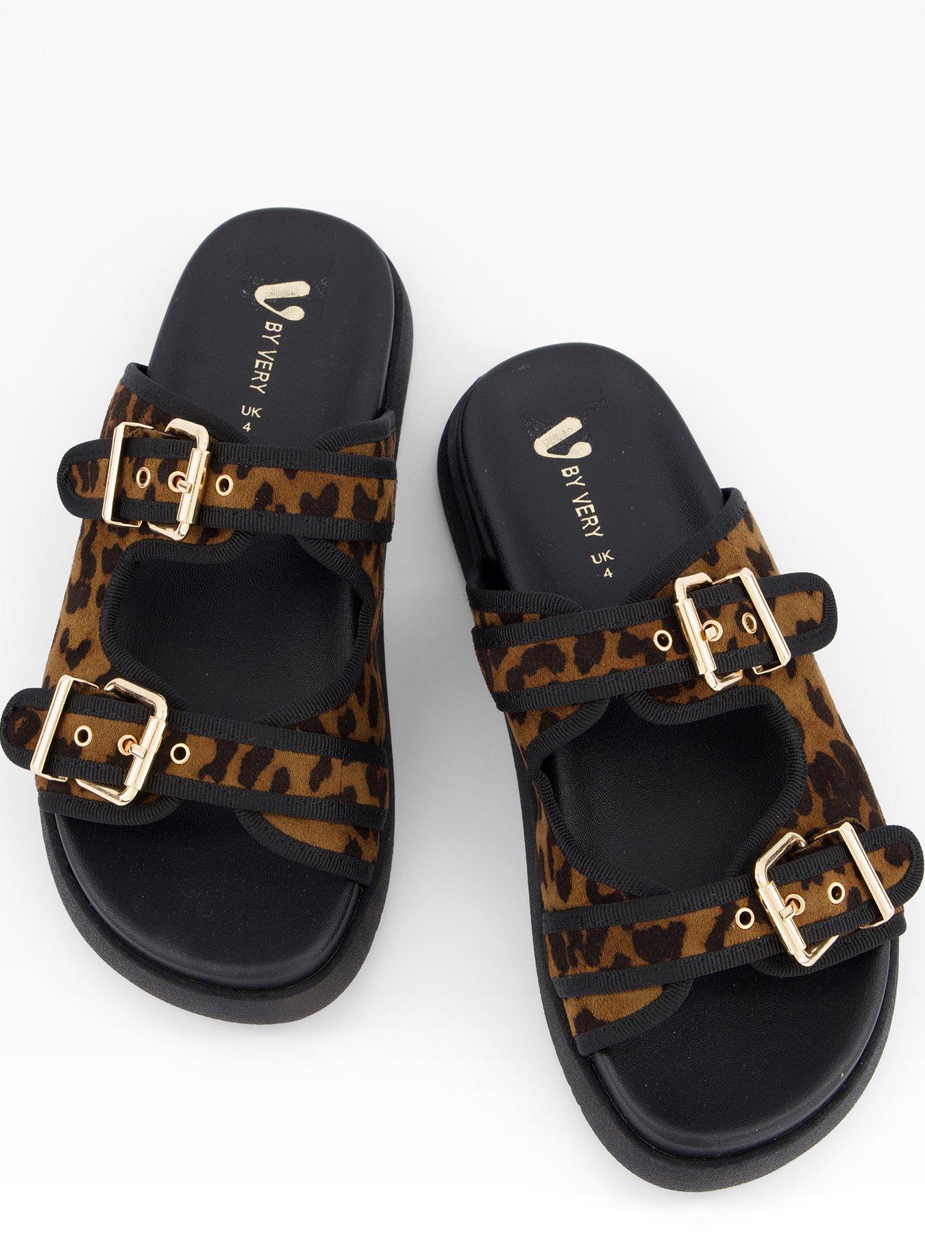  image of v-by-very-extra-wide-leopard-flat-sandal-brown