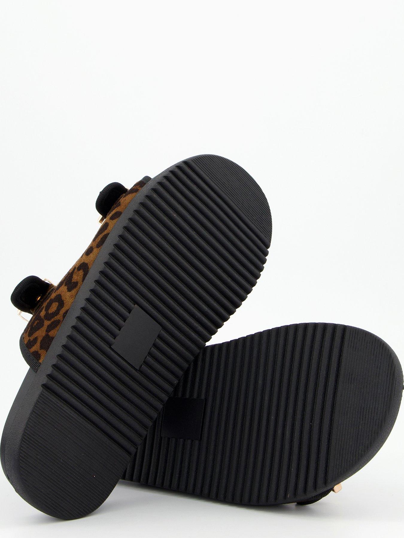  image of v-by-very-extra-wide-leopard-flat-sandal-brown