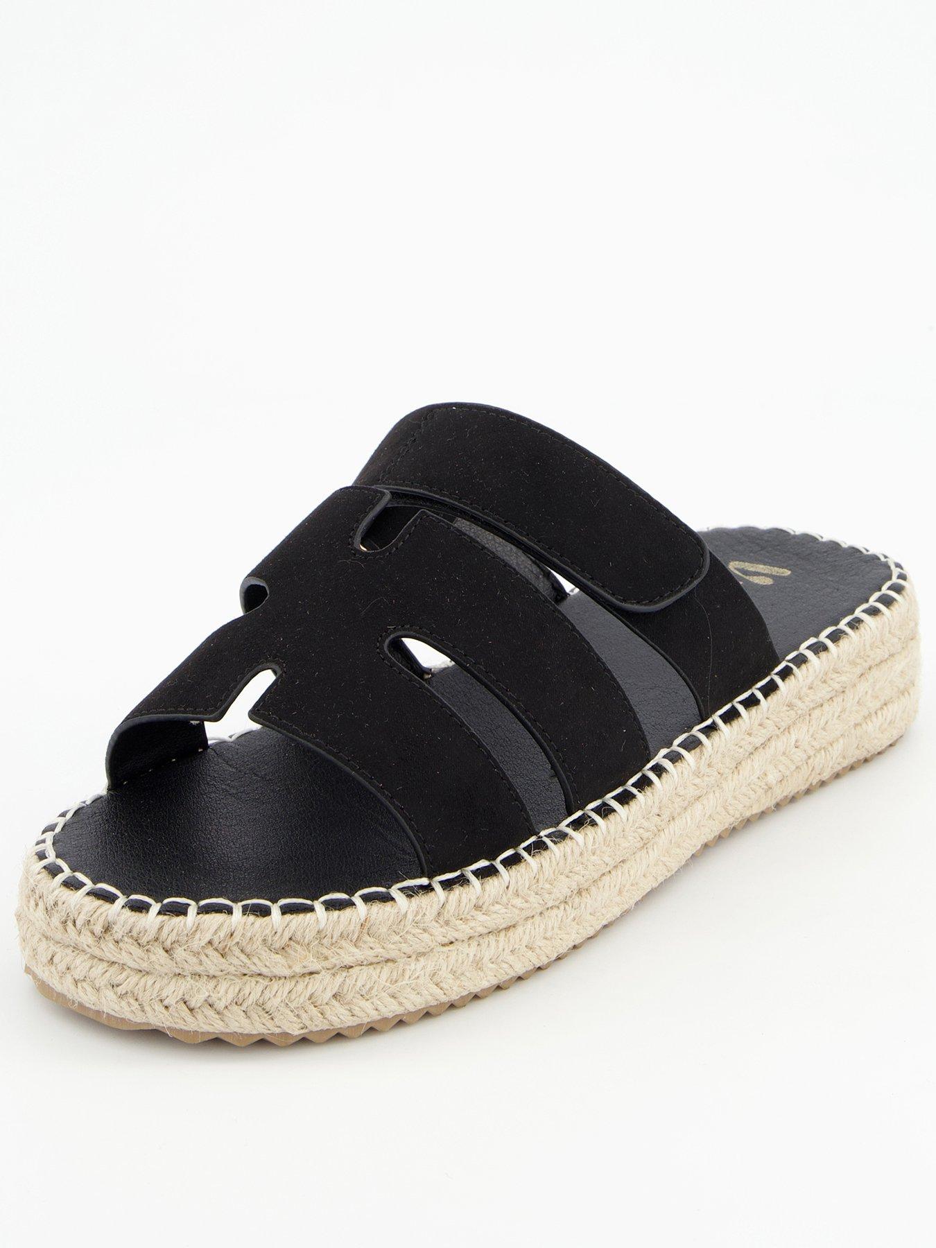 Image 1 of 6 of V by Very Extra Wide Fit Flat Espadrille Sandal - Black