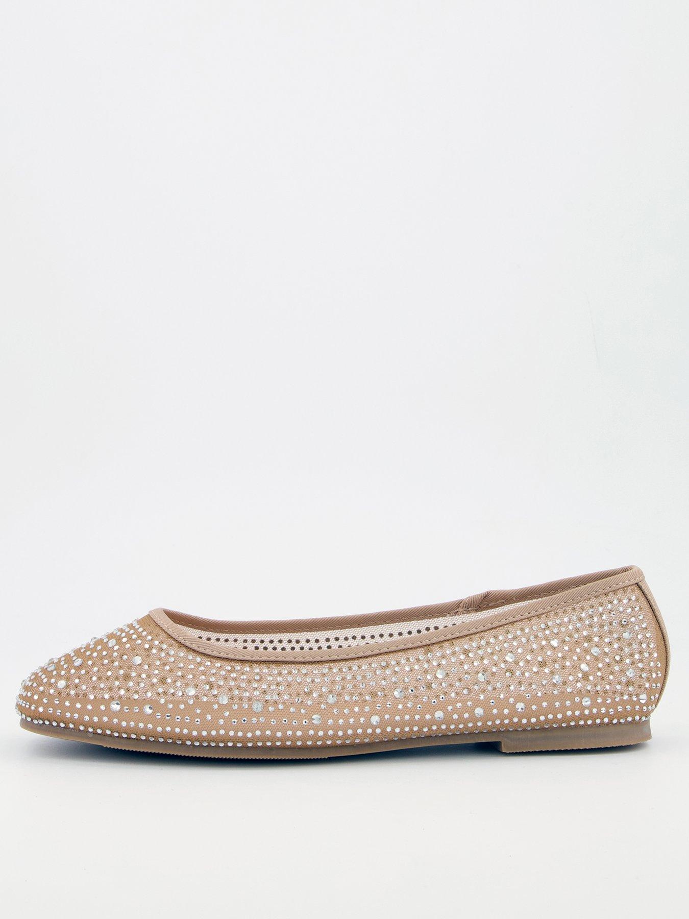 undefined Extra Wide Fit Mesh Ballerina - Nude