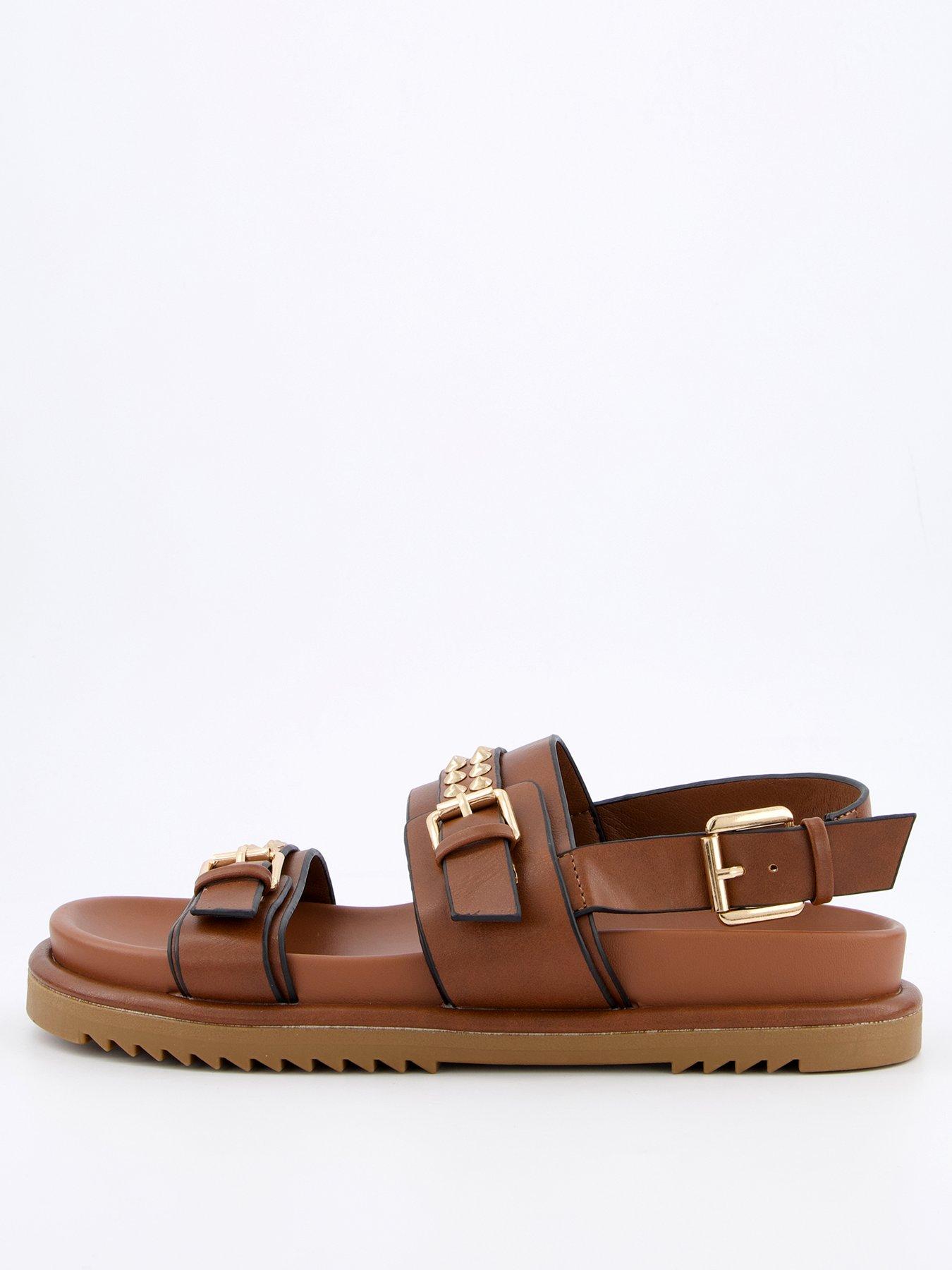 Image 2 of 6 of V by Very Wide Fit Studded Buckle Sandal - Brown
