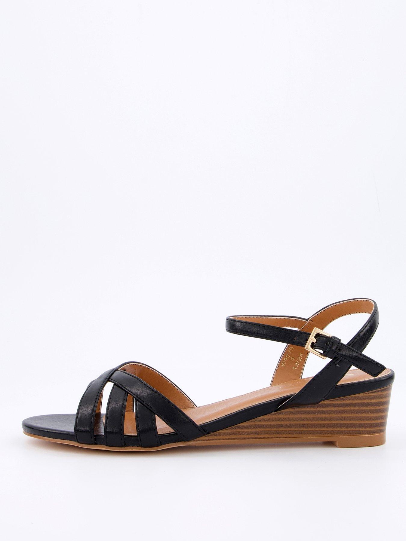  image of v-by-very-strappy-slither-wedge-sandals-black