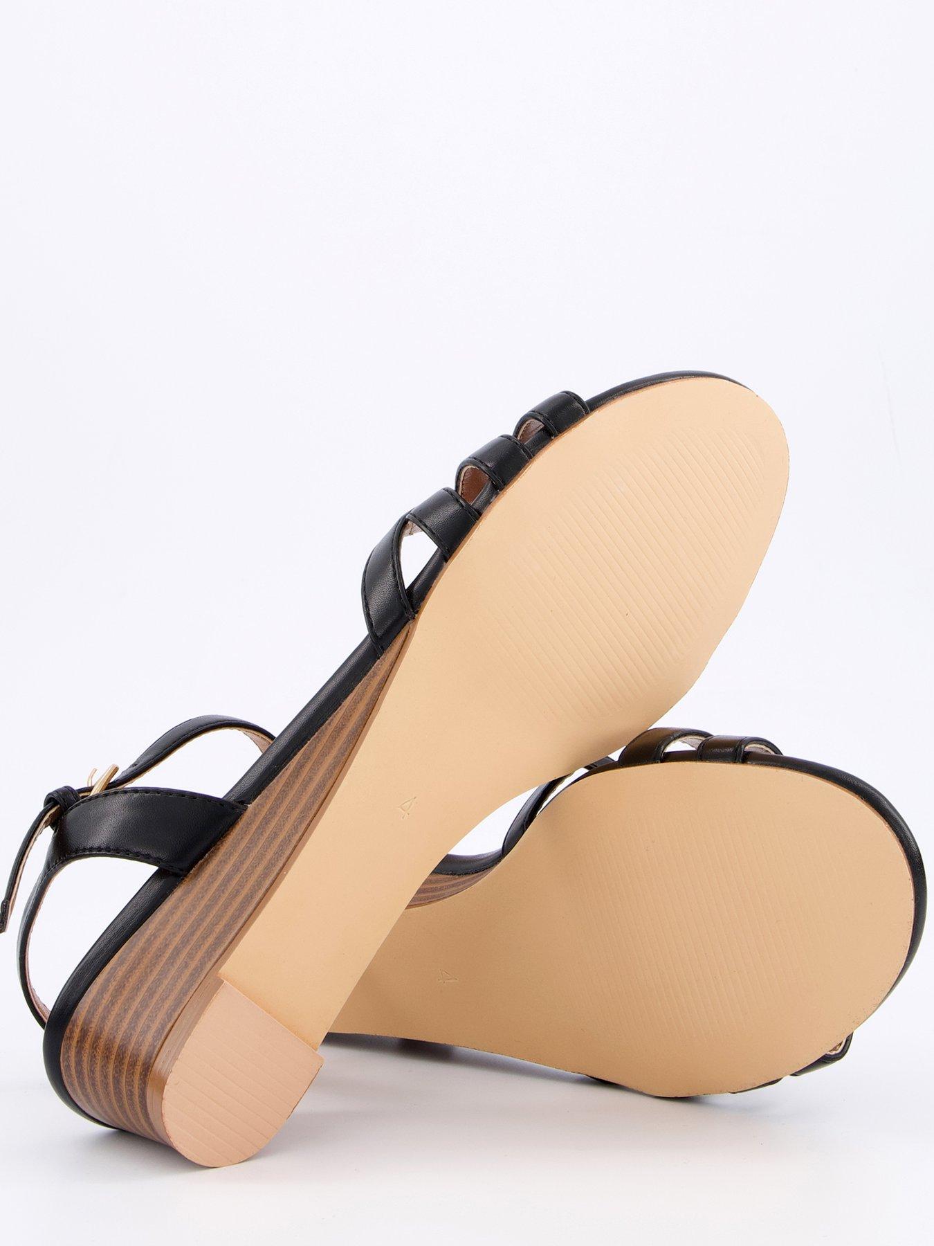  image of v-by-very-strappy-slither-wedge-sandals-black