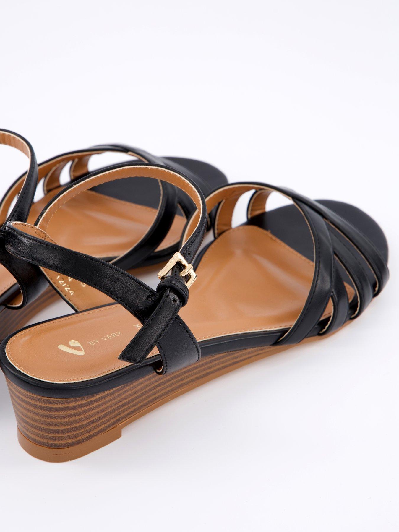 image of v-by-very-strappy-slither-wedge-sandals-black