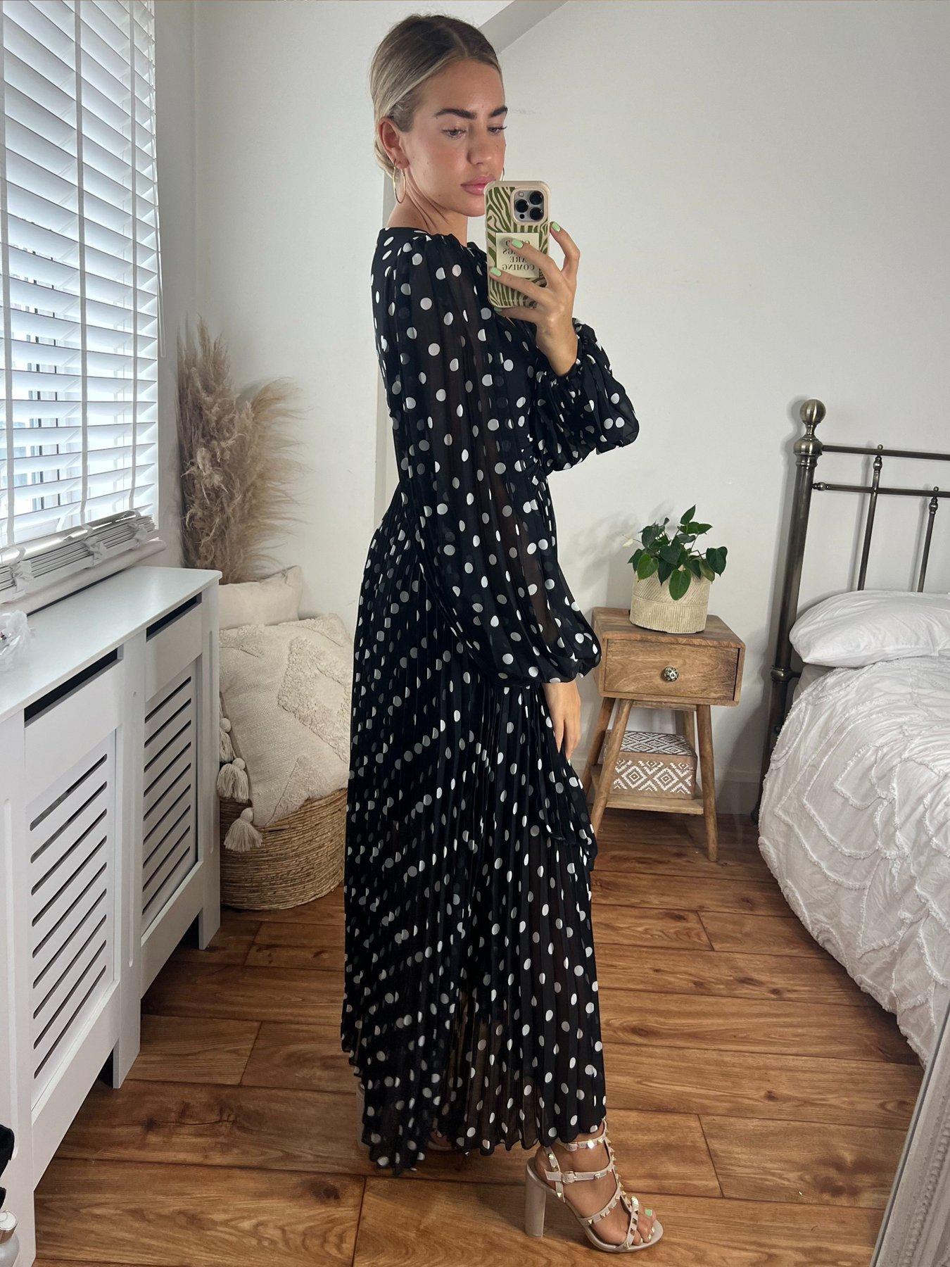stillFront image of style-cheat-toni-spotted-midi-dress-multi