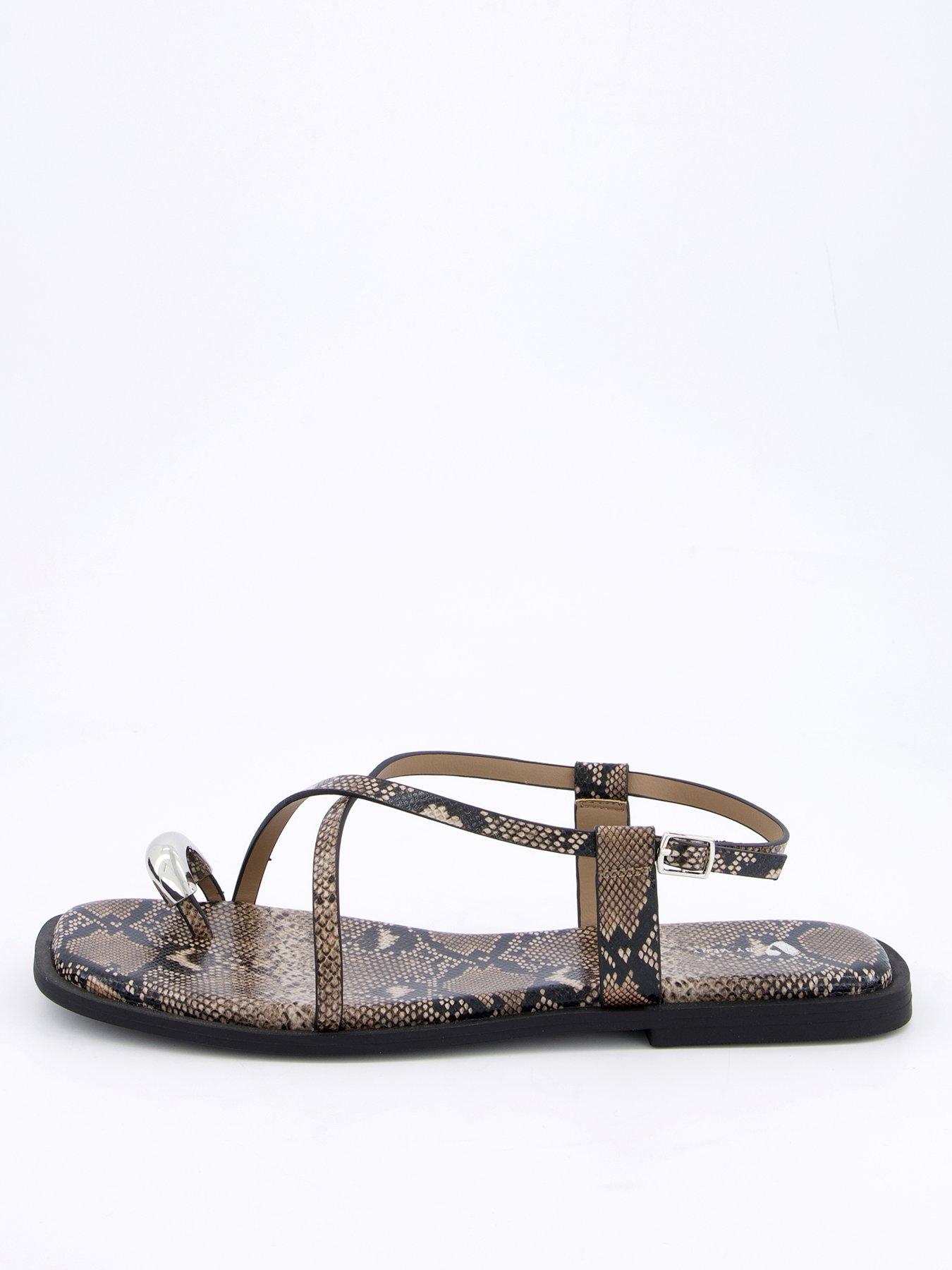Image 2 of 6 of V by Very Strappy Flat Sandal With Metal Embellishment - Snake
