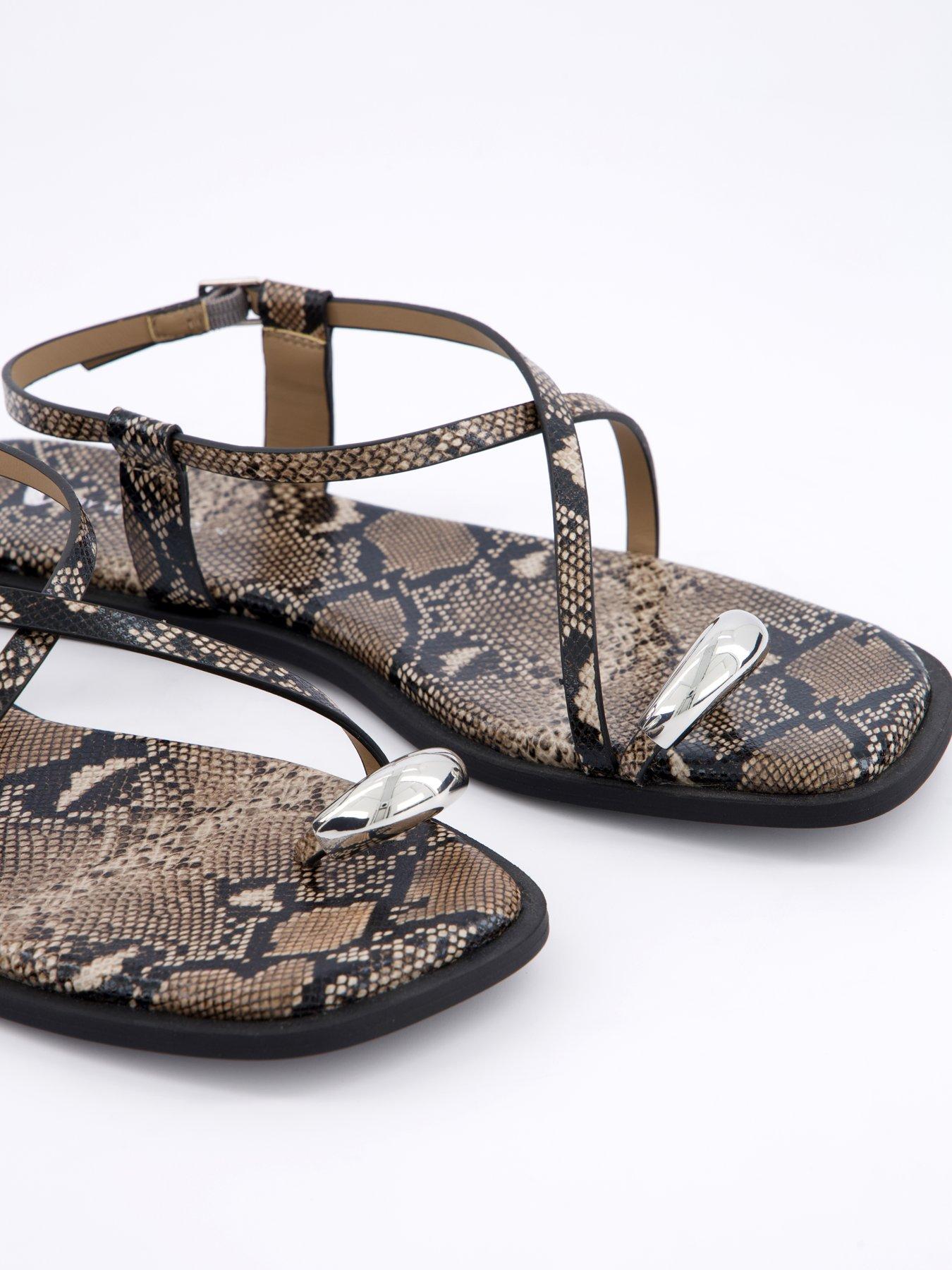 Image 5 of 6 of V by Very Strappy Flat Sandal With Metal Embellishment - Snake