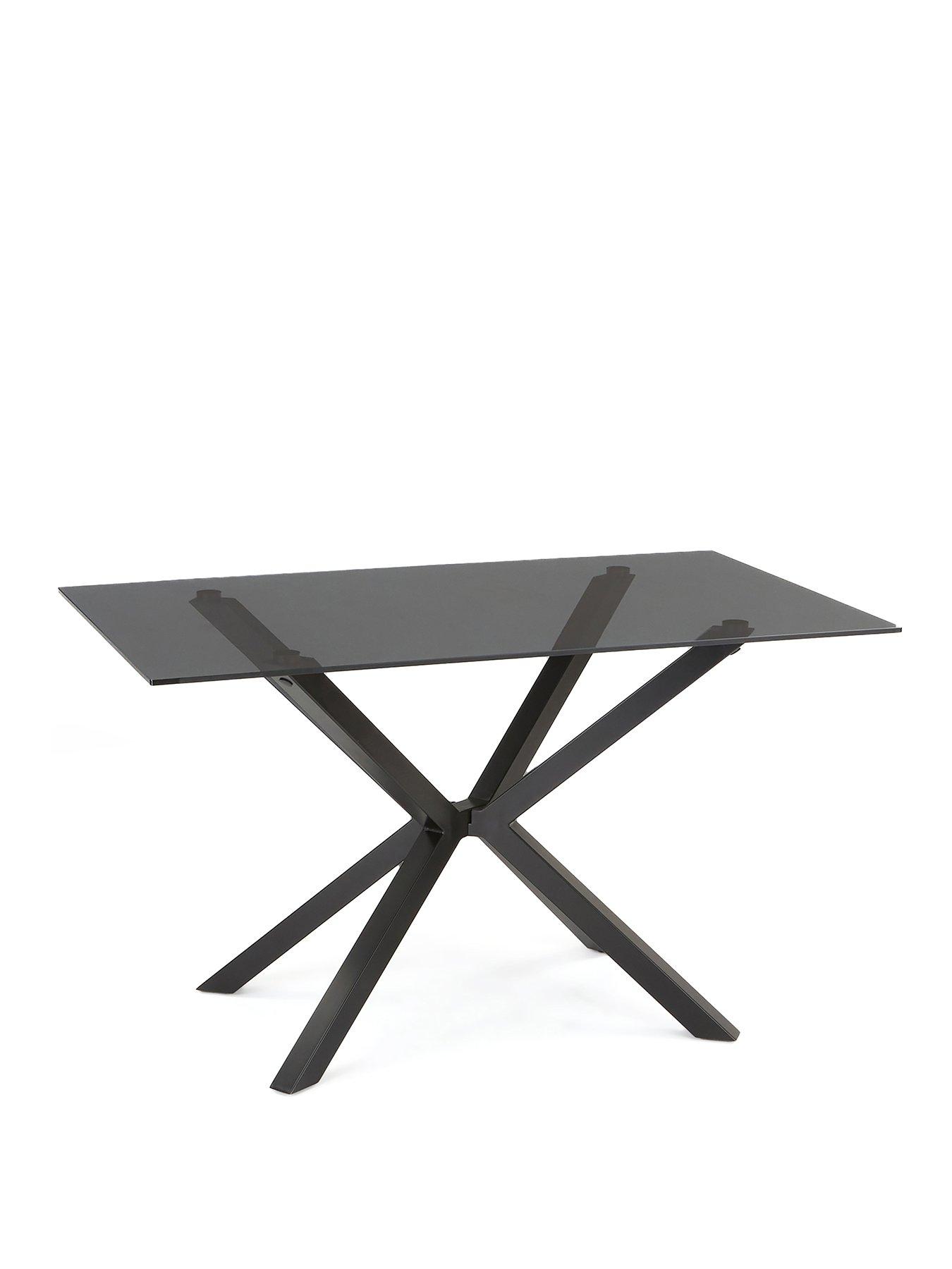  image of very-home-chopstick-black-130nbspcm-rectangular-dining-table-nbsp4-marlow-dusty-blue-chairs