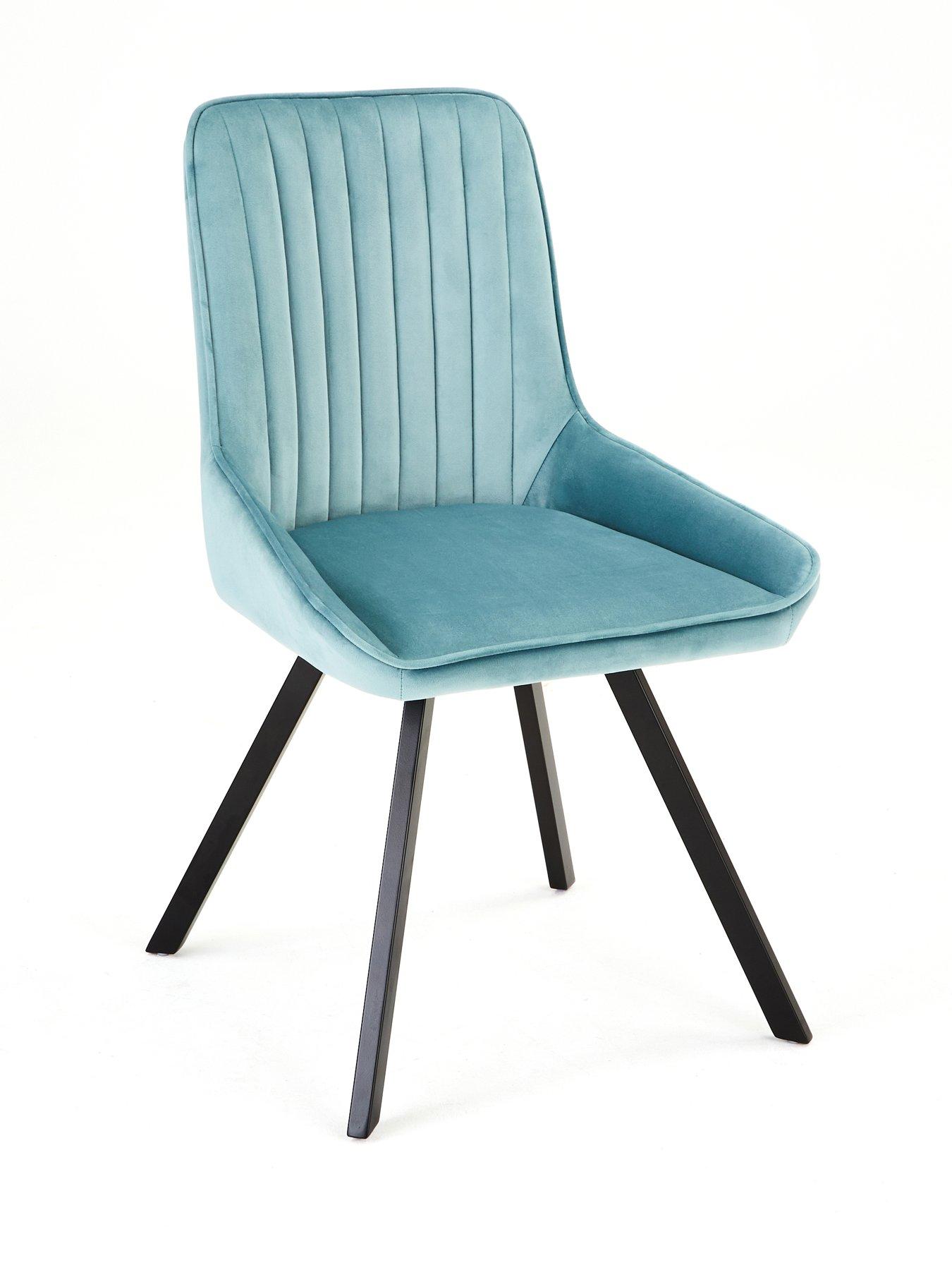  image of very-home-chopstick-black-130nbspcm-rectangular-dining-table-nbsp4-marlow-dusty-blue-chairs