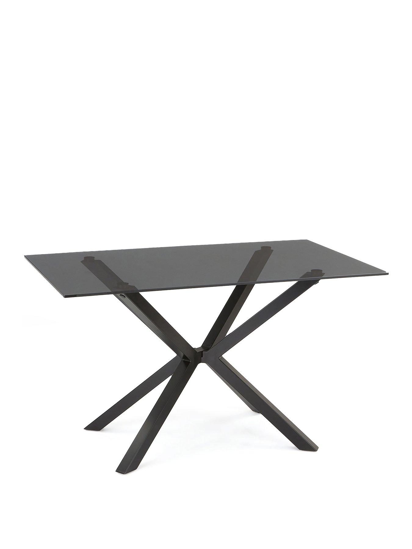 Image 3 of 6 of The Very Collection Chopstick Black 130&nbsp;cm Rectangular Dining Table + 4 Arabella Grey&nbsp;Chairs