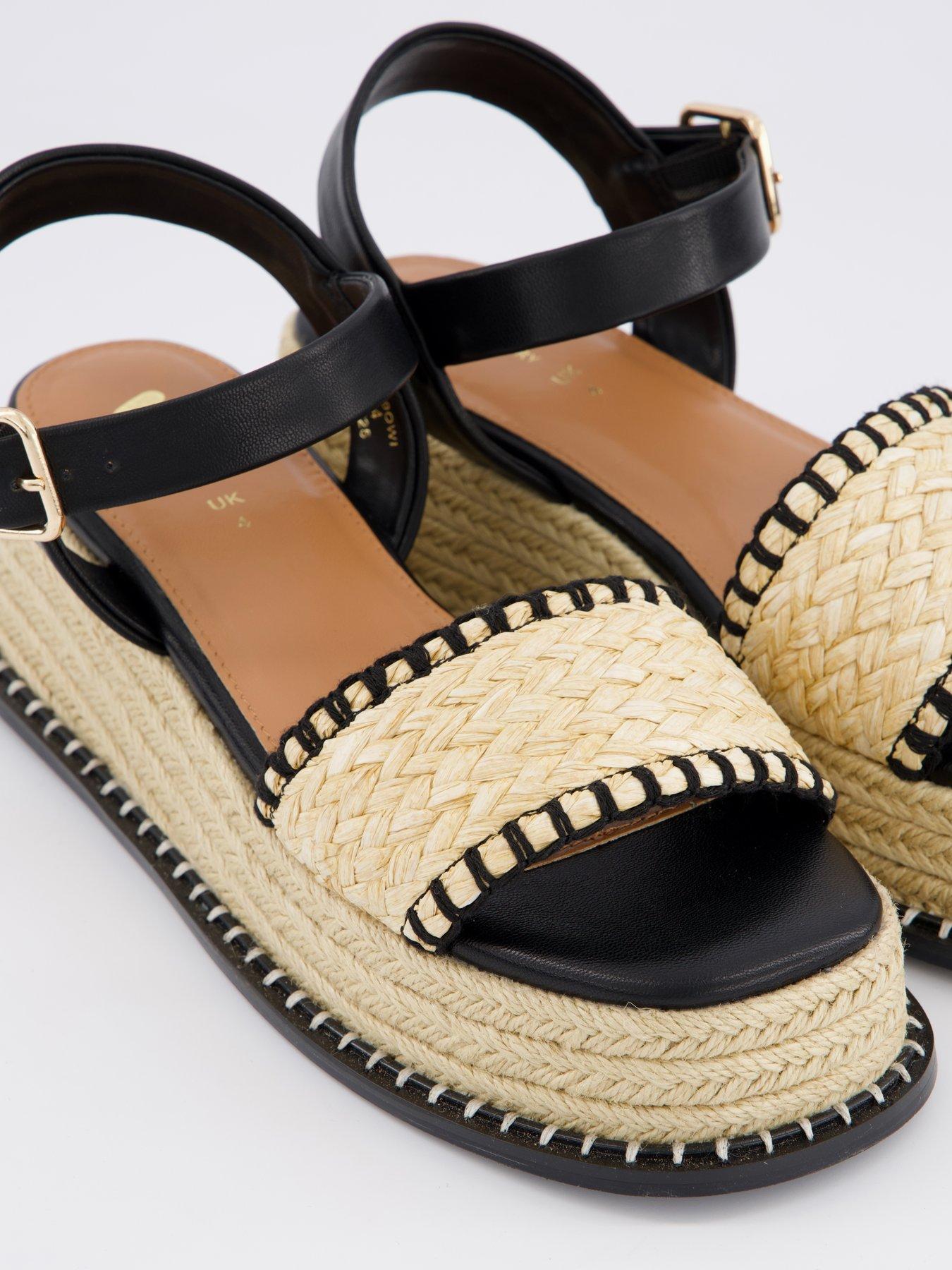  image of v-by-very-raffia-wedge-with-stitch-detail