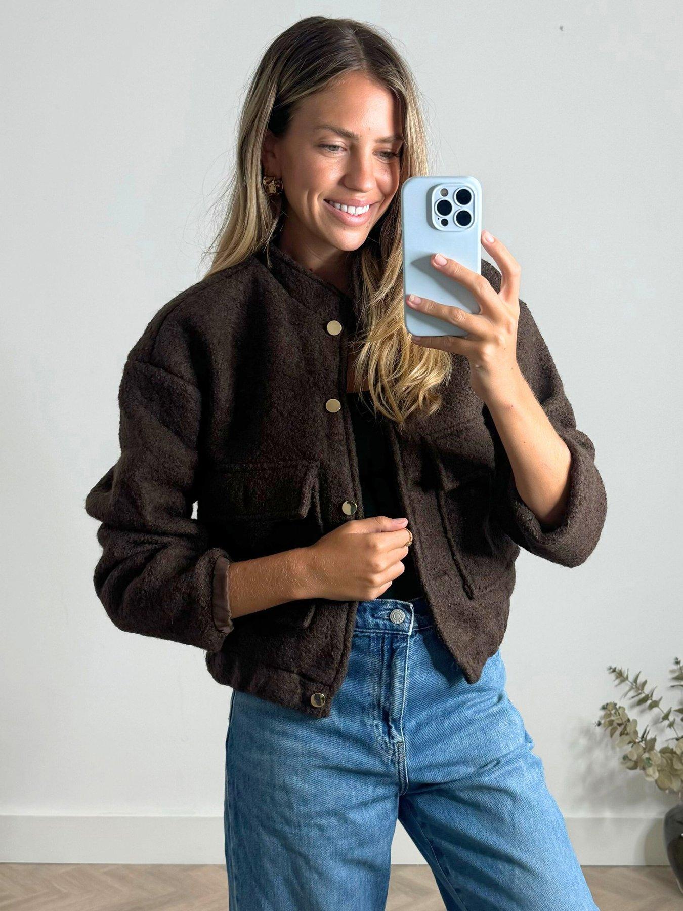 undefined Boucle Bomber Jacket - Brown