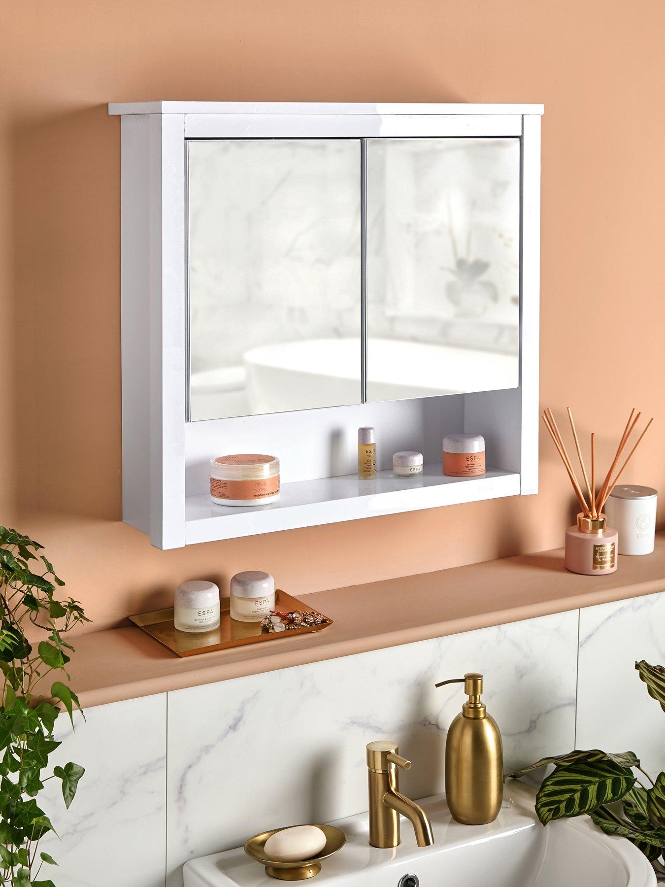 Very Home Bramford Mirrored Bathroom Wall Cabinet - White Gloss