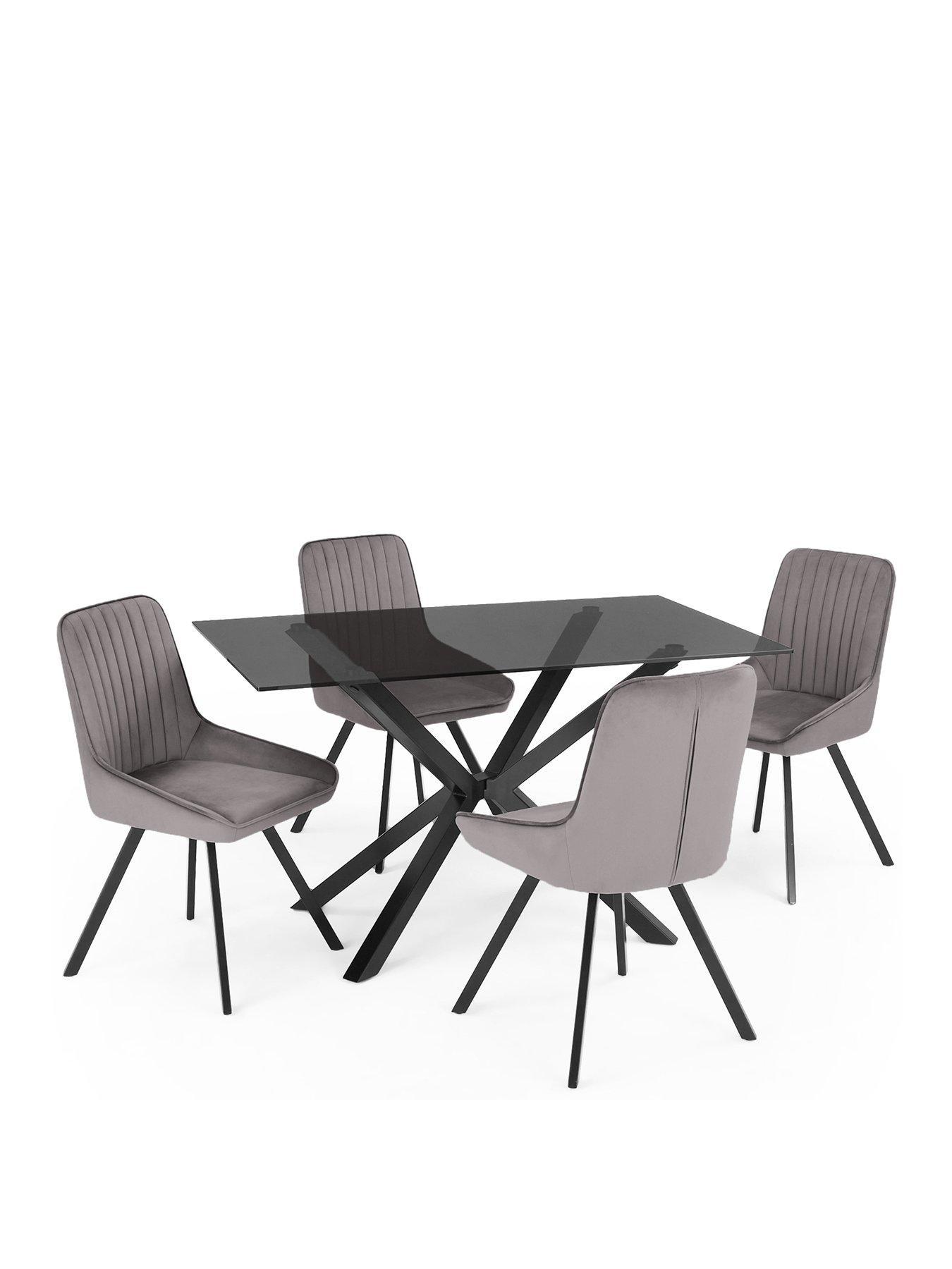 stillFront image of the-very-collection-chopstick-black-130-cm-rectangular-dining-table-nbsp4-marlow-grey-chairs