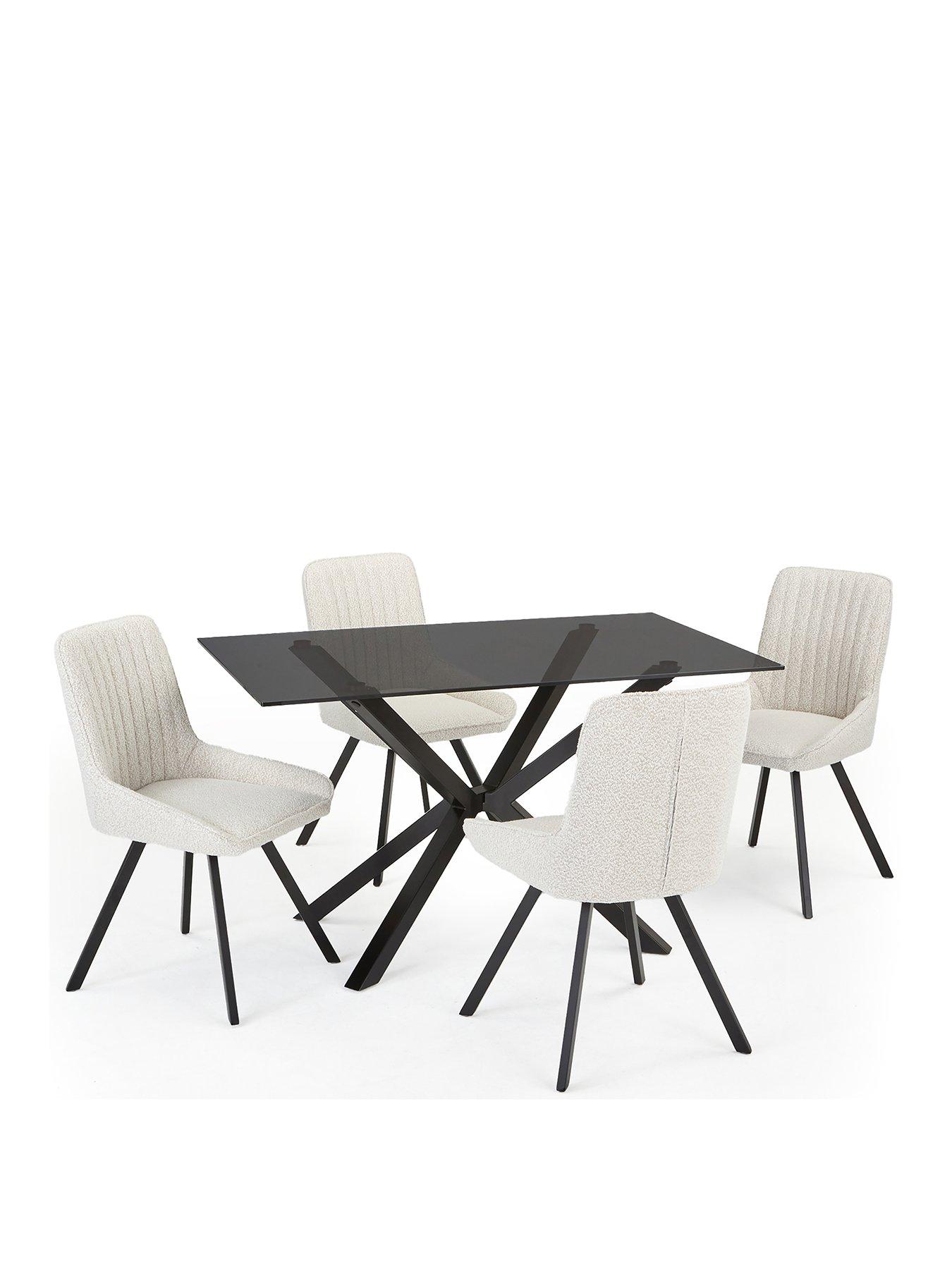 stillFront image of the-very-collection-chopstick-black-130-cm-rectangular-dining-table-nbsp4-marlow-boucle-chairs