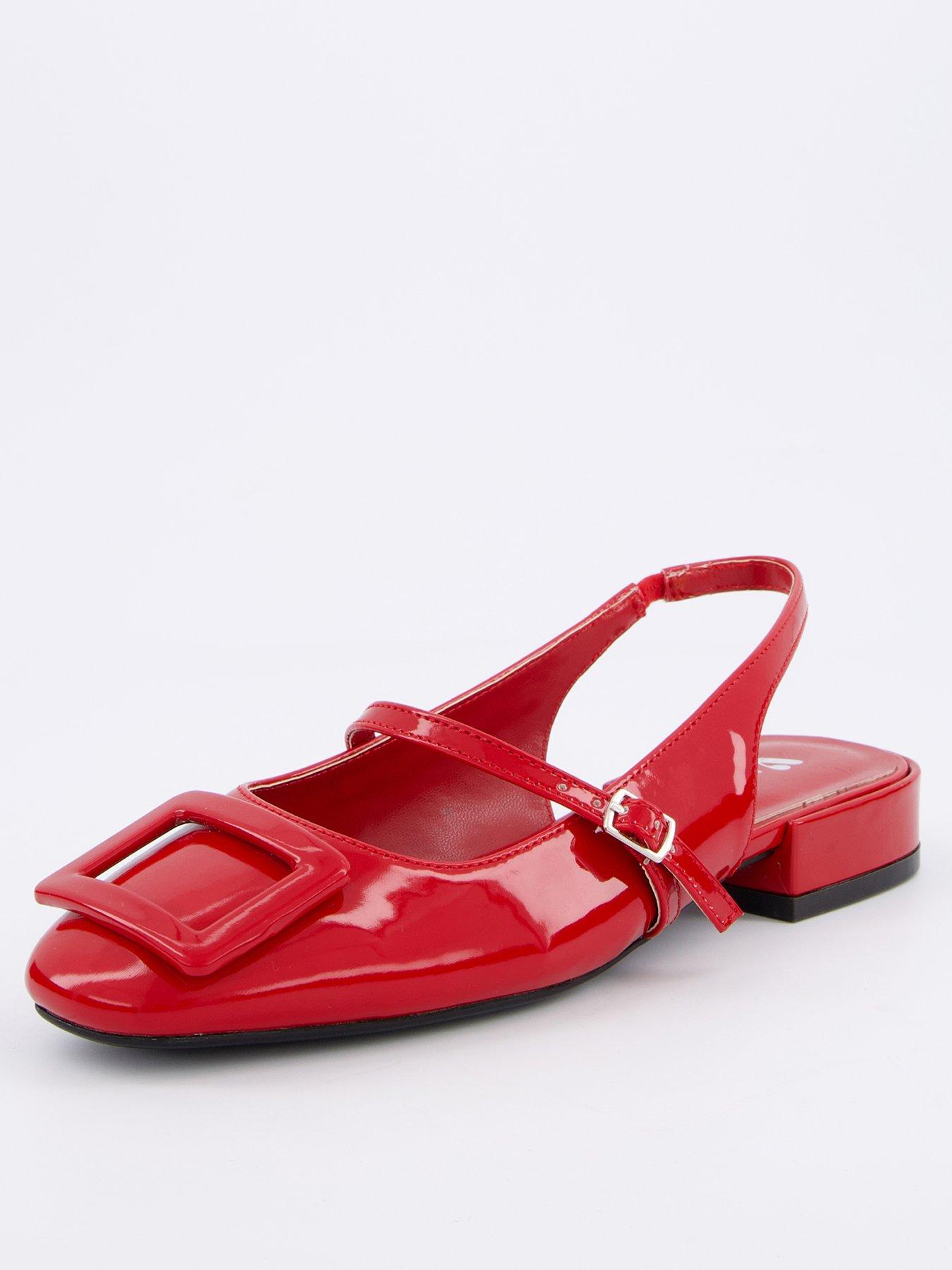 stillFront image of v-by-very-sling-back-low-heel-shoe-with-detail-red