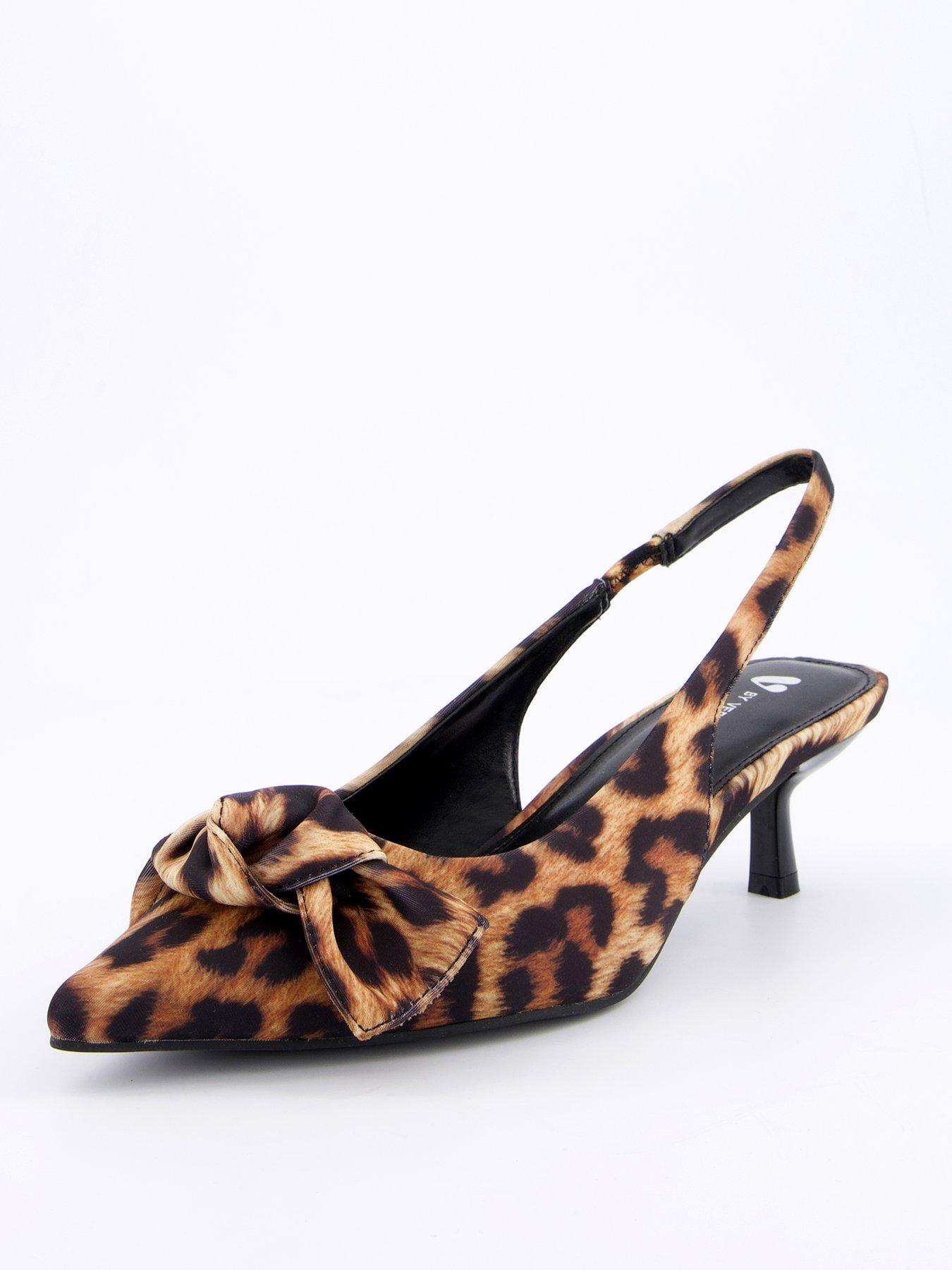 Image 2 of 6 of V by Very Leopard Kitten Heel With Bow - Brown