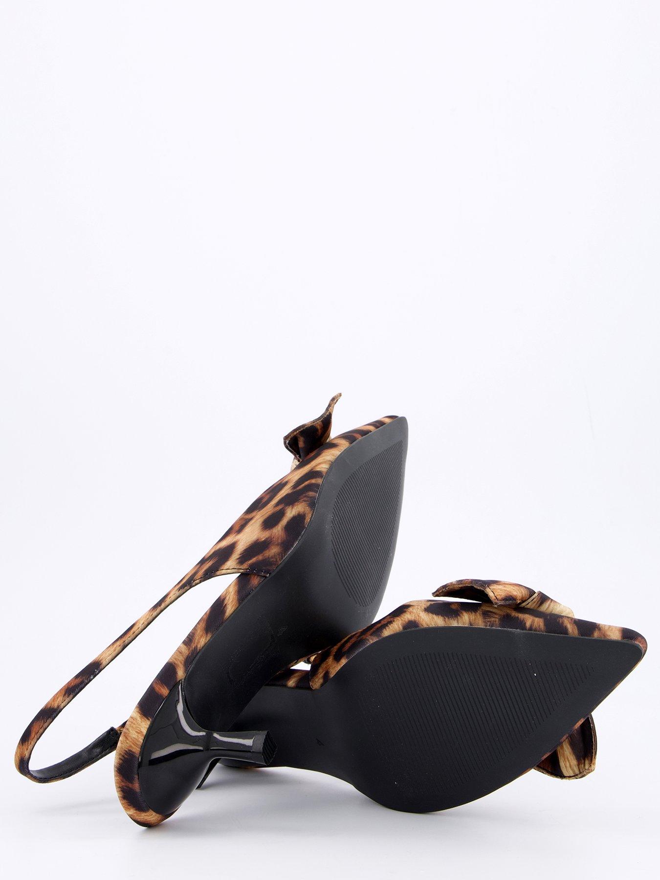 Image 3 of 6 of V by Very Leopard Kitten Heel With Bow - Brown
