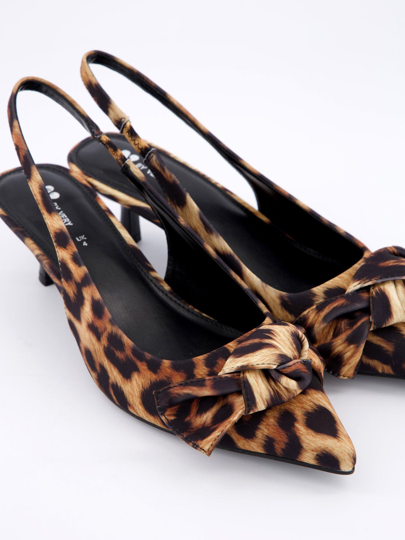 Image 4 of 6 of V by Very Leopard Kitten Heel With Bow - Brown