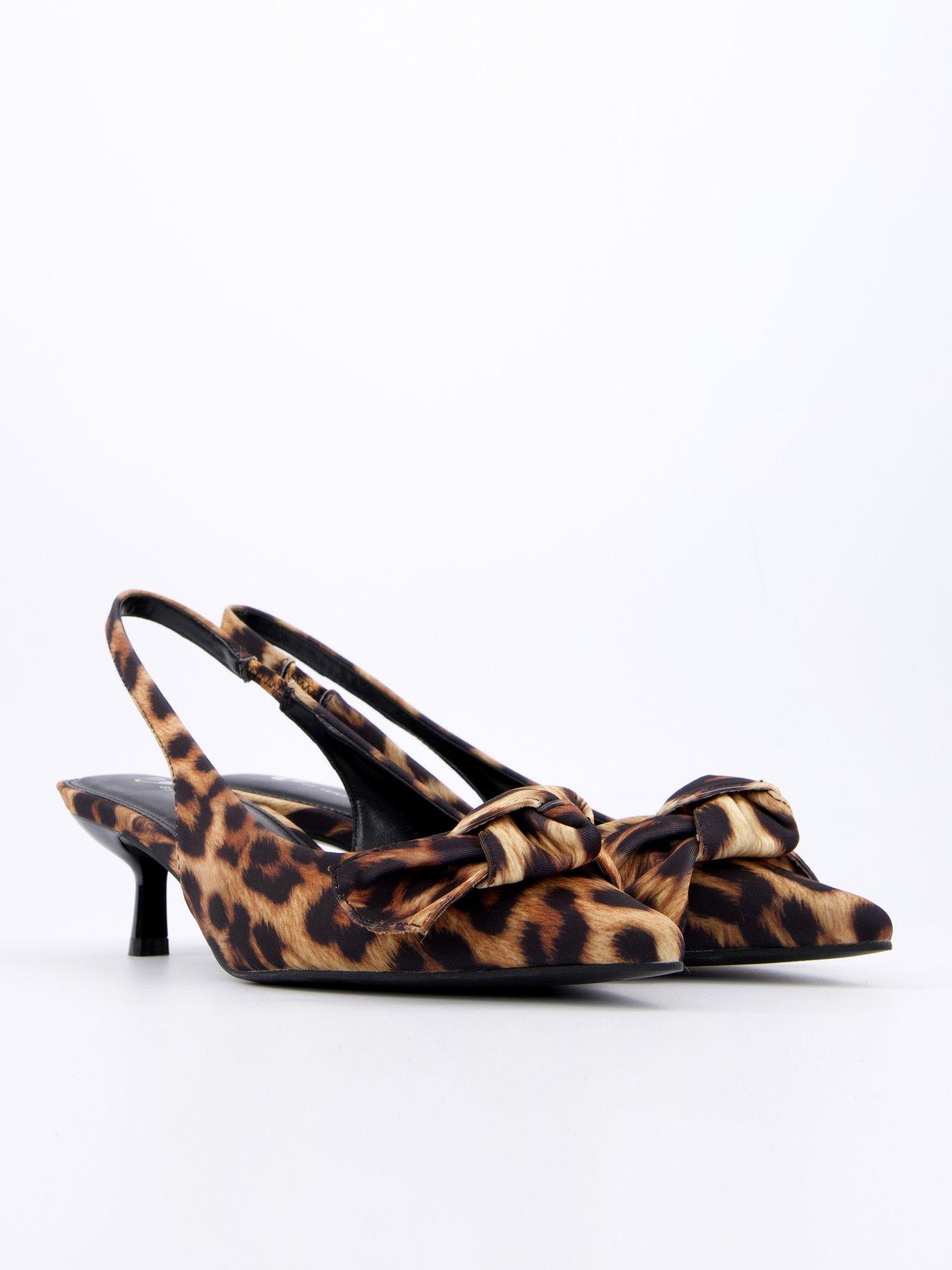 Image 5 of 6 of V by Very Leopard Kitten Heel With Bow - Brown