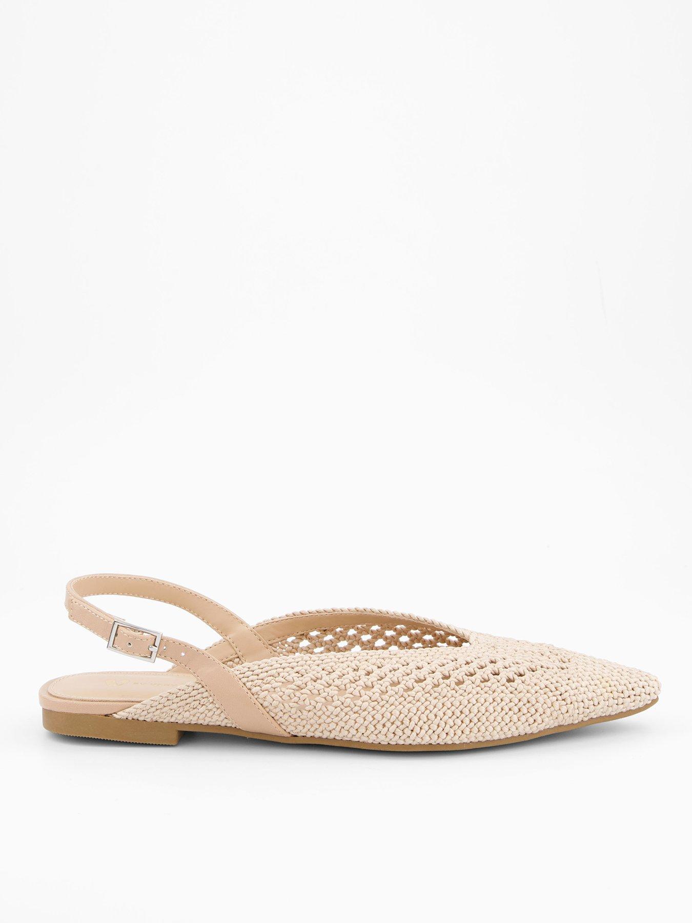  image of v-by-very-crochet-pointed-sling-back-ballerina-natural