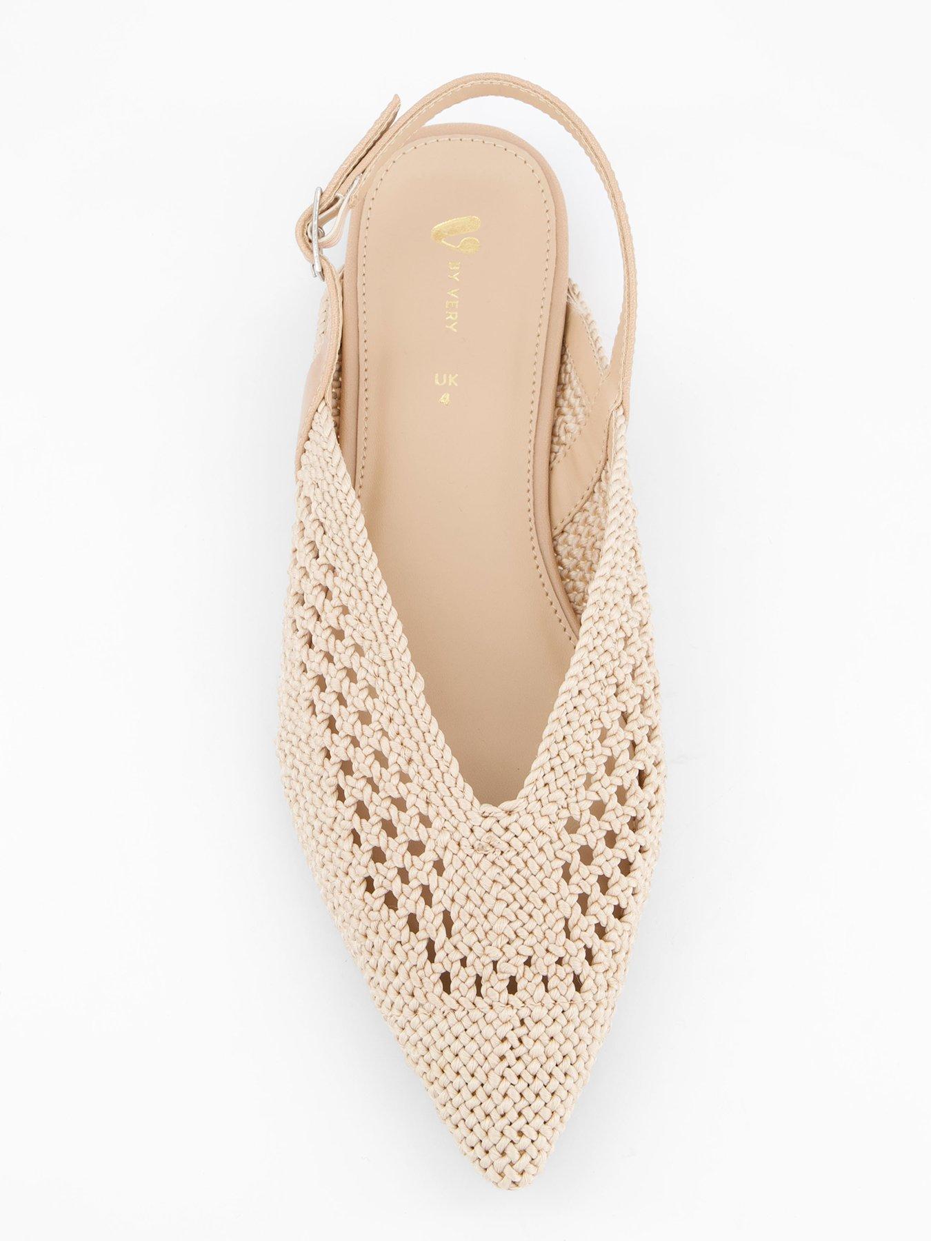  image of v-by-very-crochet-pointed-sling-back-ballerina-natural