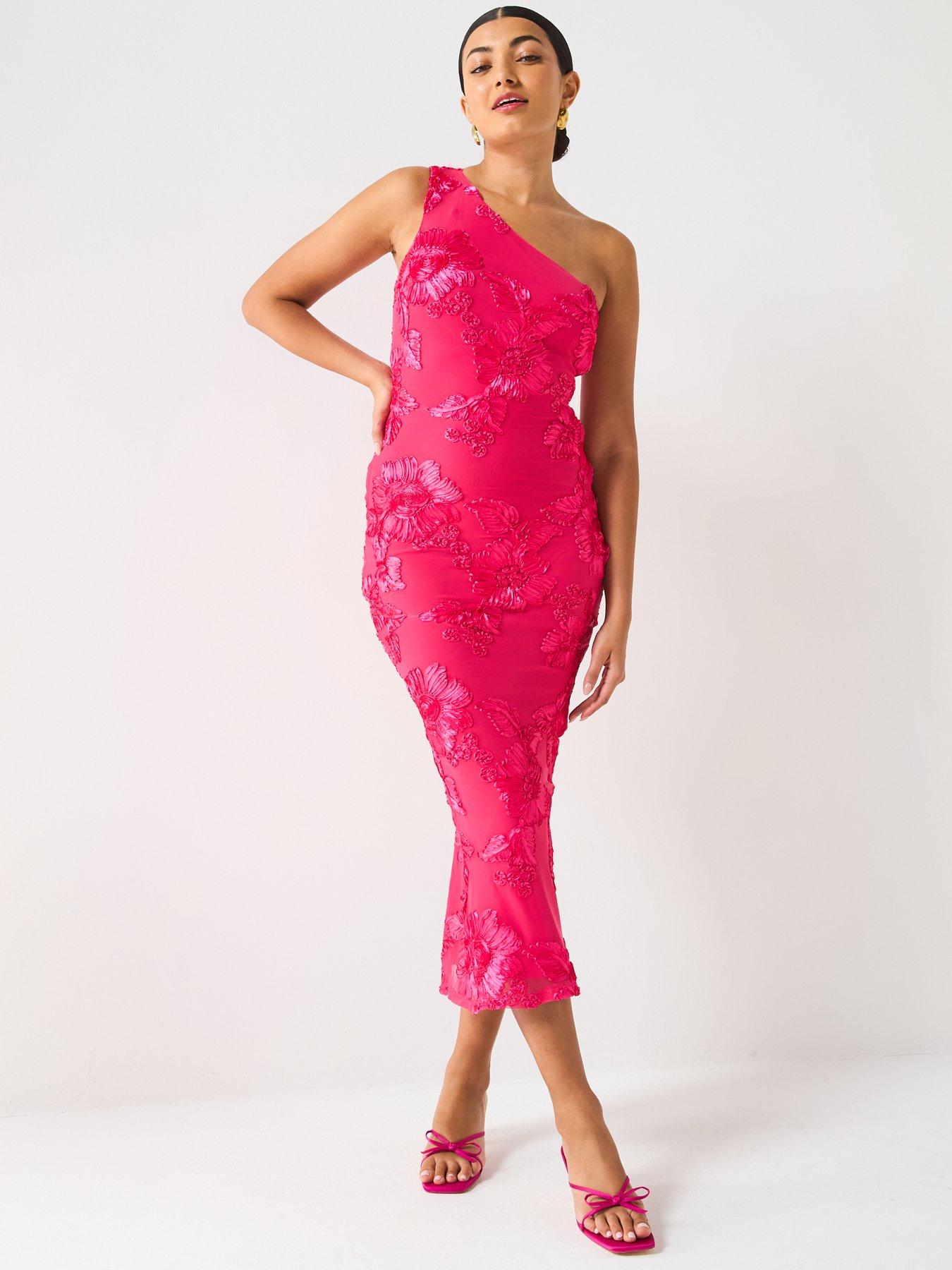  image of v-by-very-applique-mesh-midaxi-dress-pink
