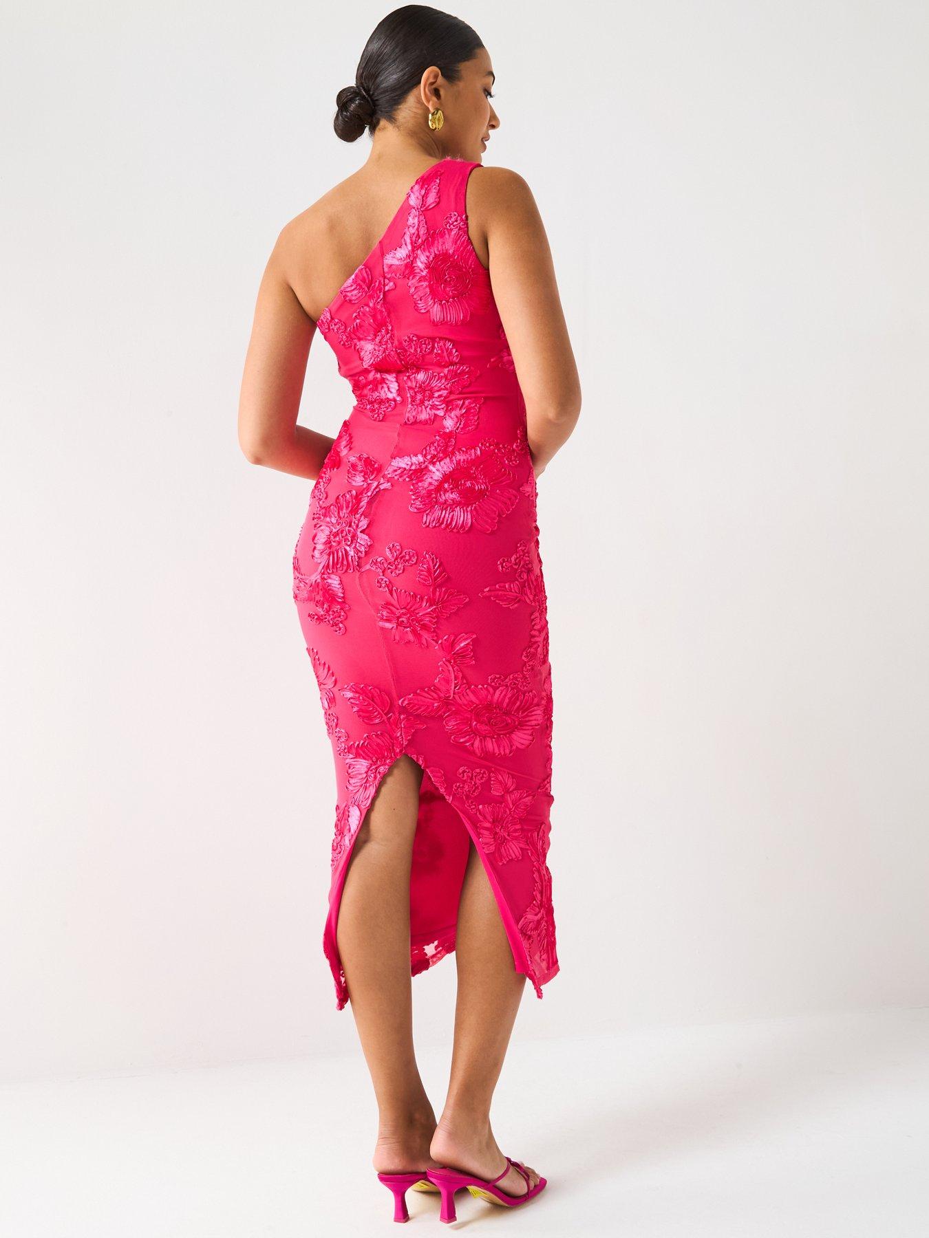  image of v-by-very-applique-mesh-midaxi-dress-pink