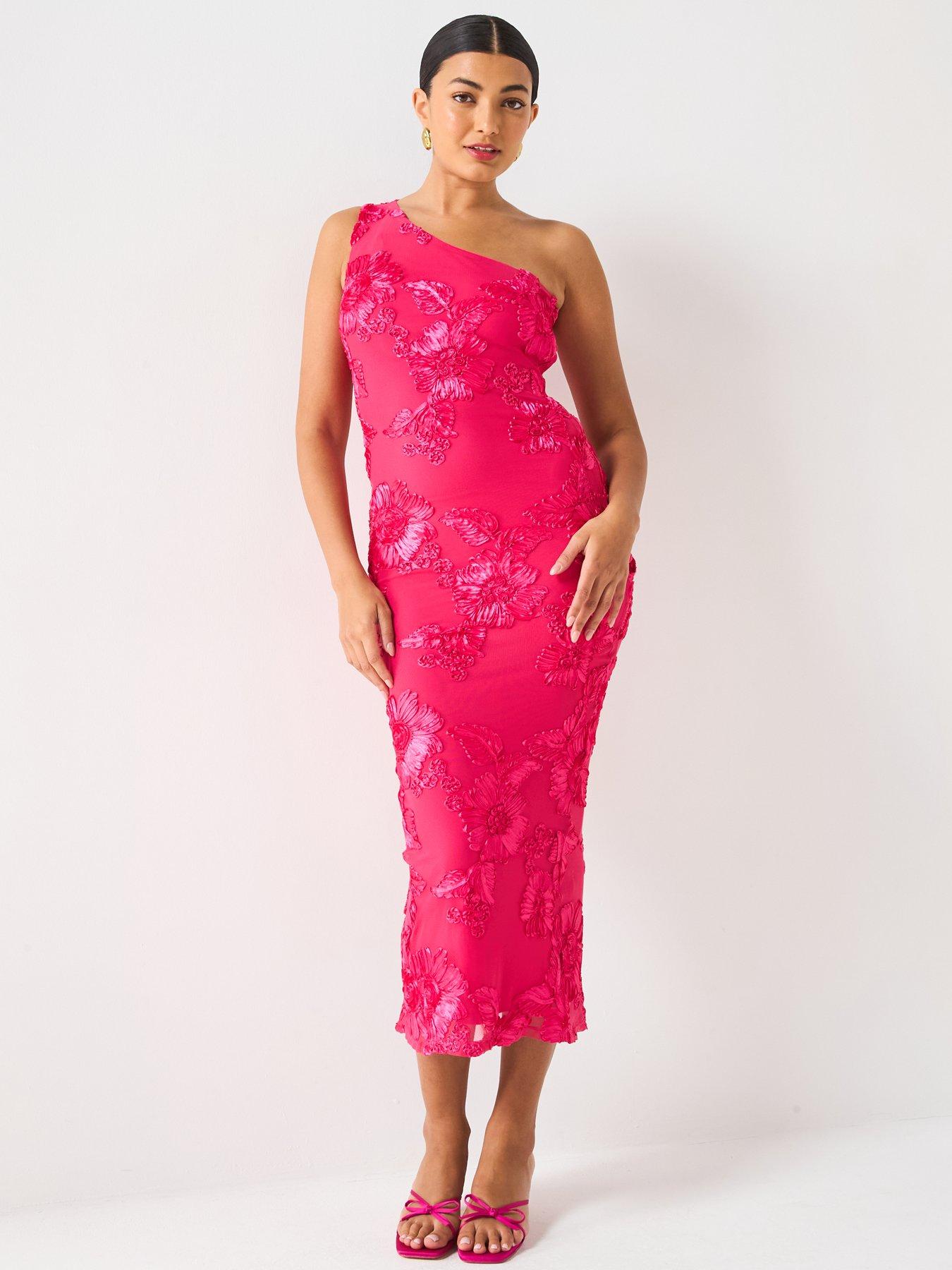  image of v-by-very-applique-mesh-midaxi-dress-pink