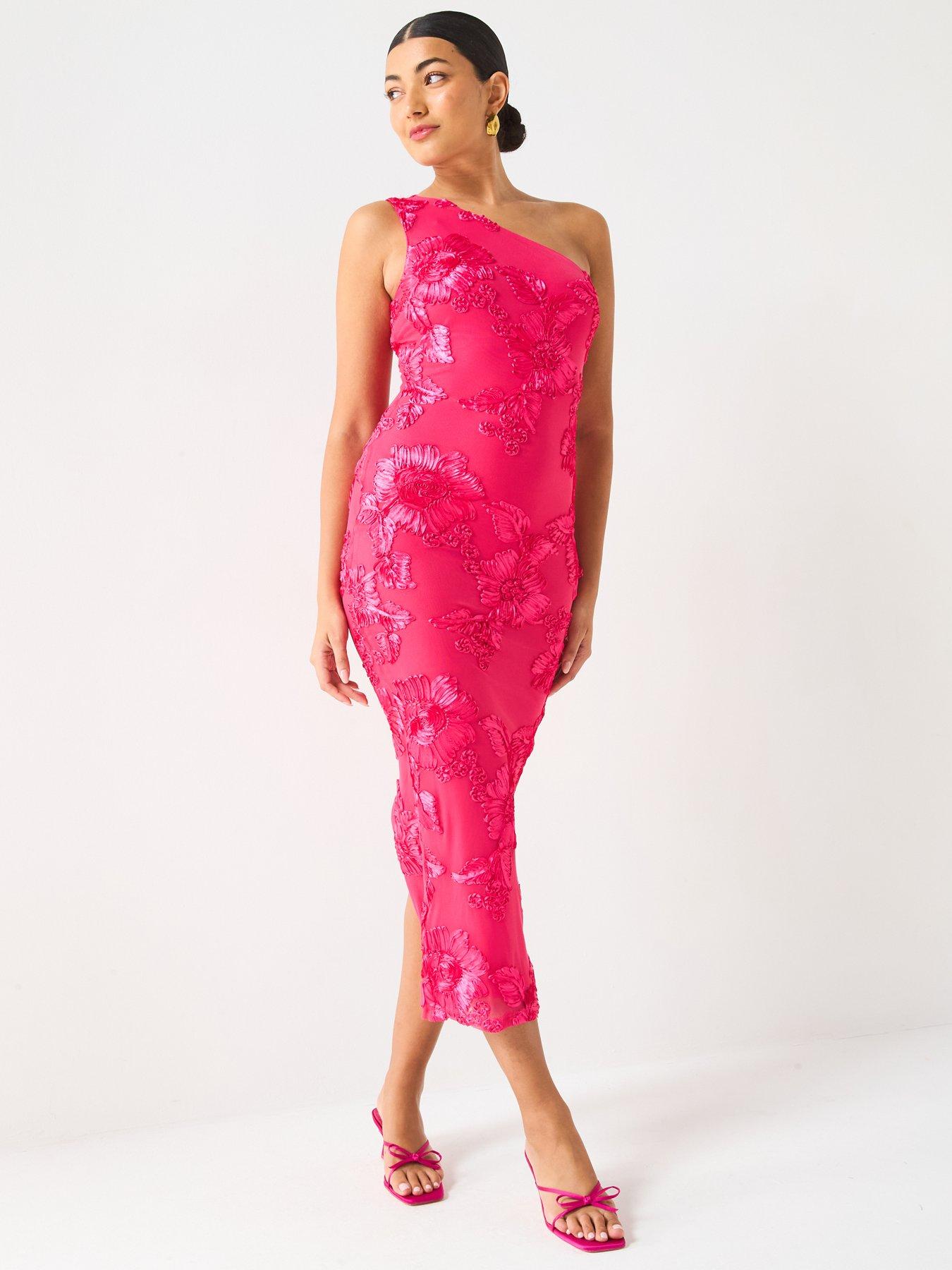 image of v-by-very-applique-mesh-midaxi-dress-pink