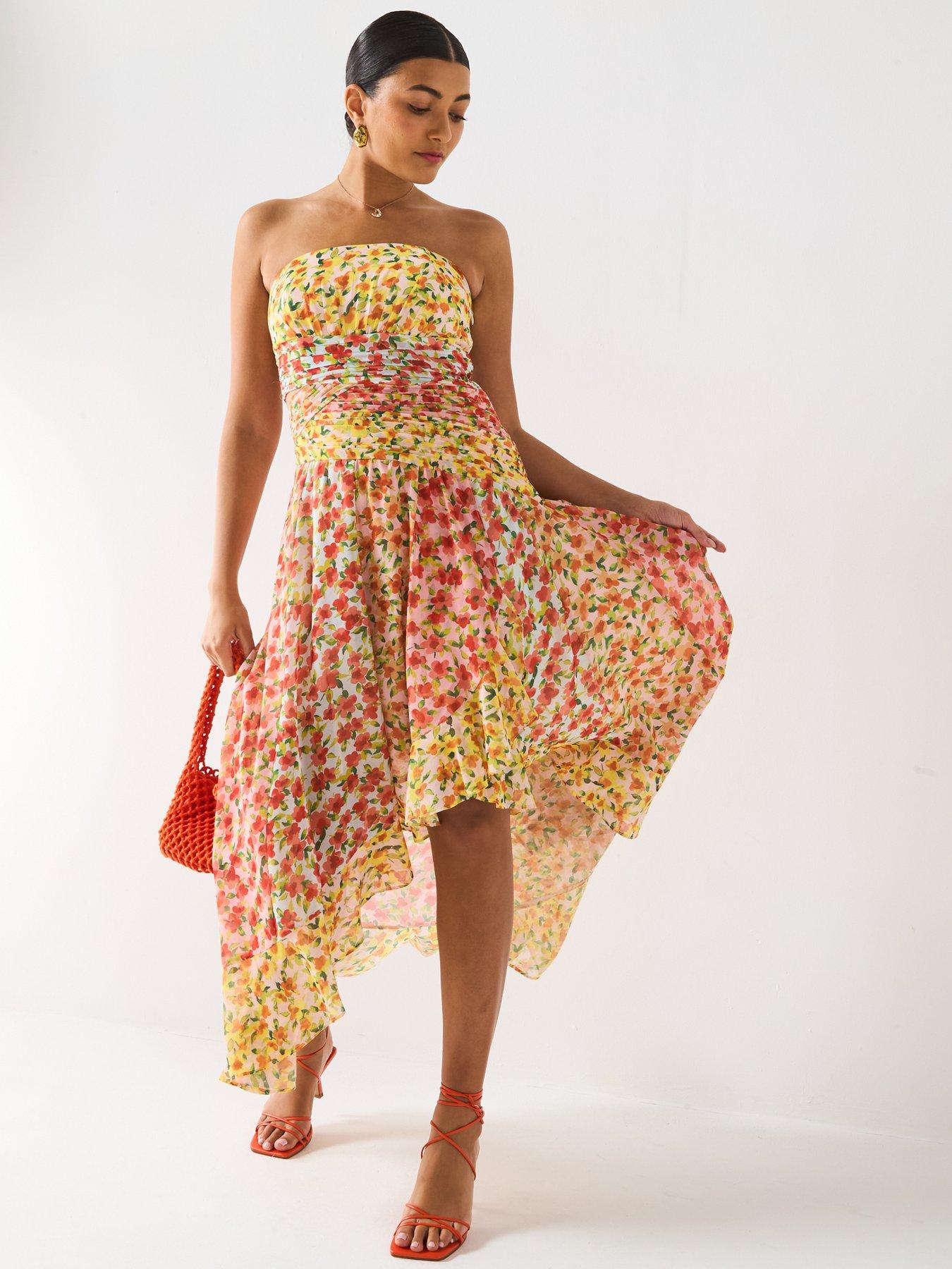 V by Very Cut Out Floral Printed Maxi Dress Print Littlewoods