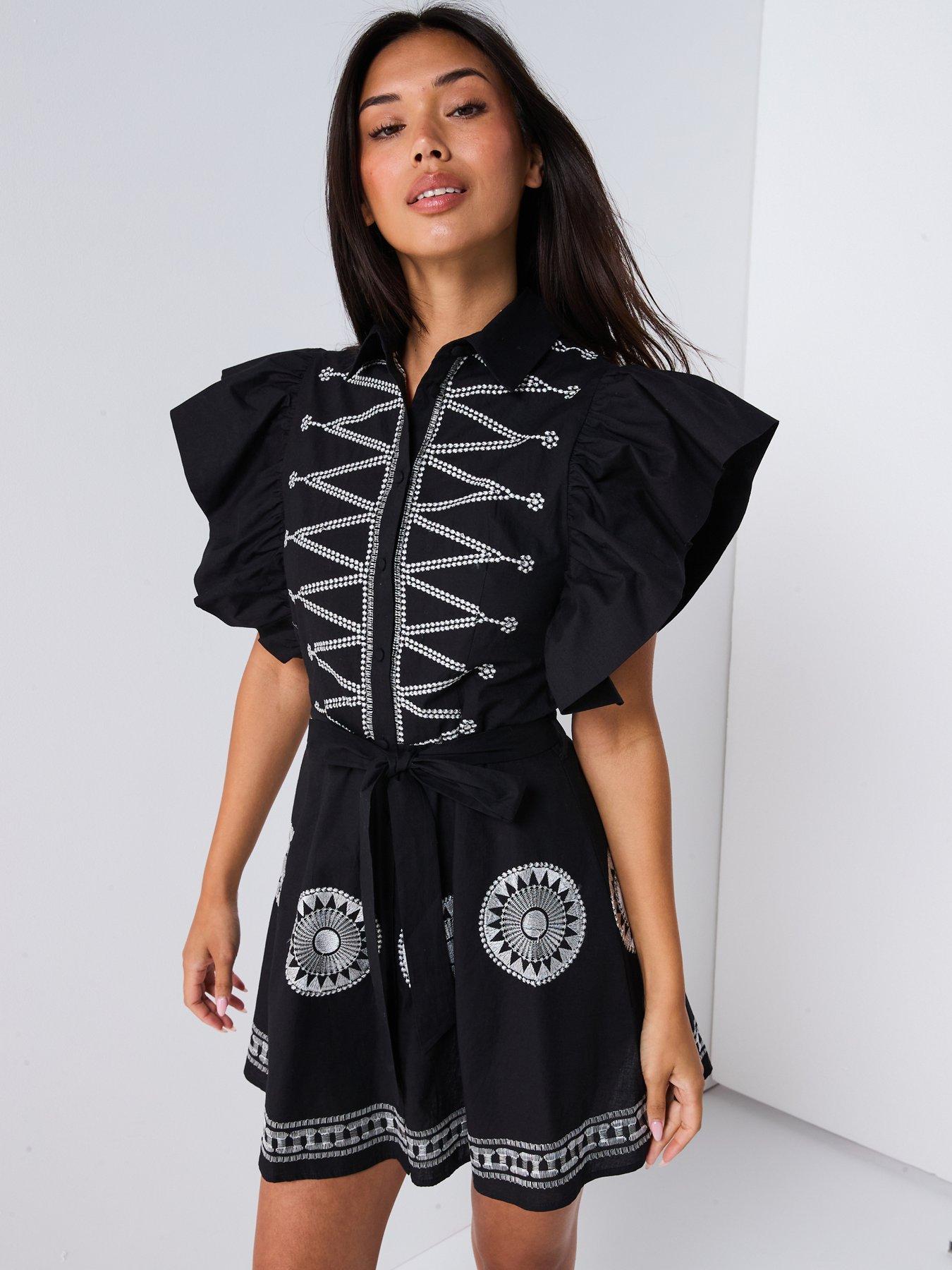 v-by-very-sun-embroidered-mini-belted-dress-black