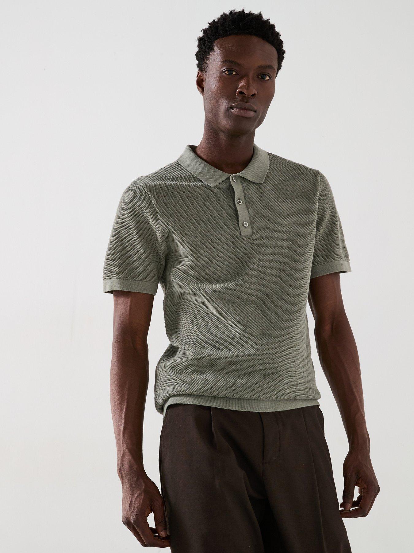 very-man-textured-knitted-polo-green