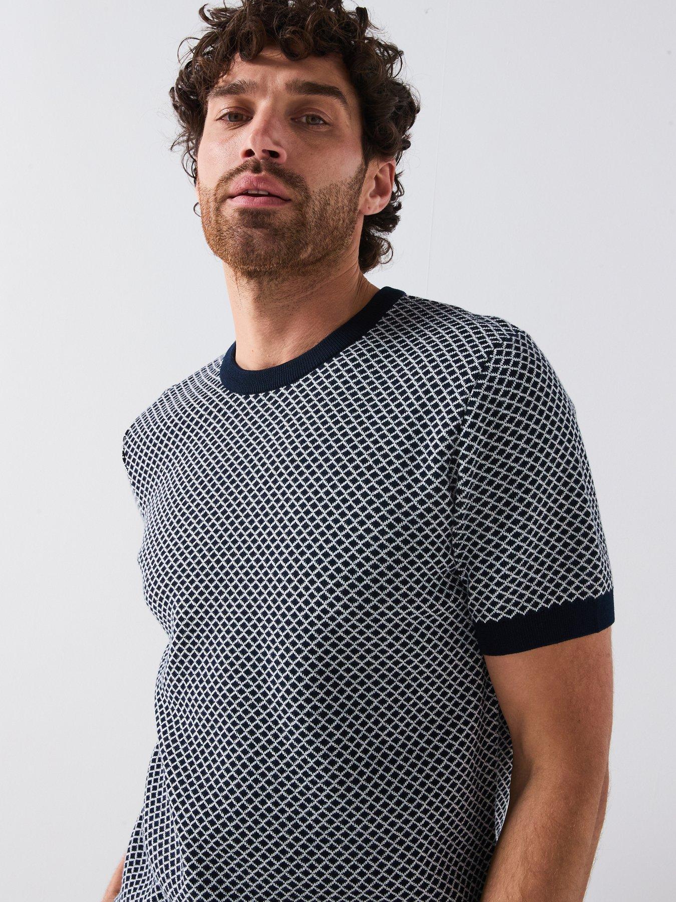 undefined Textured Knitted T-Shirt - Navy